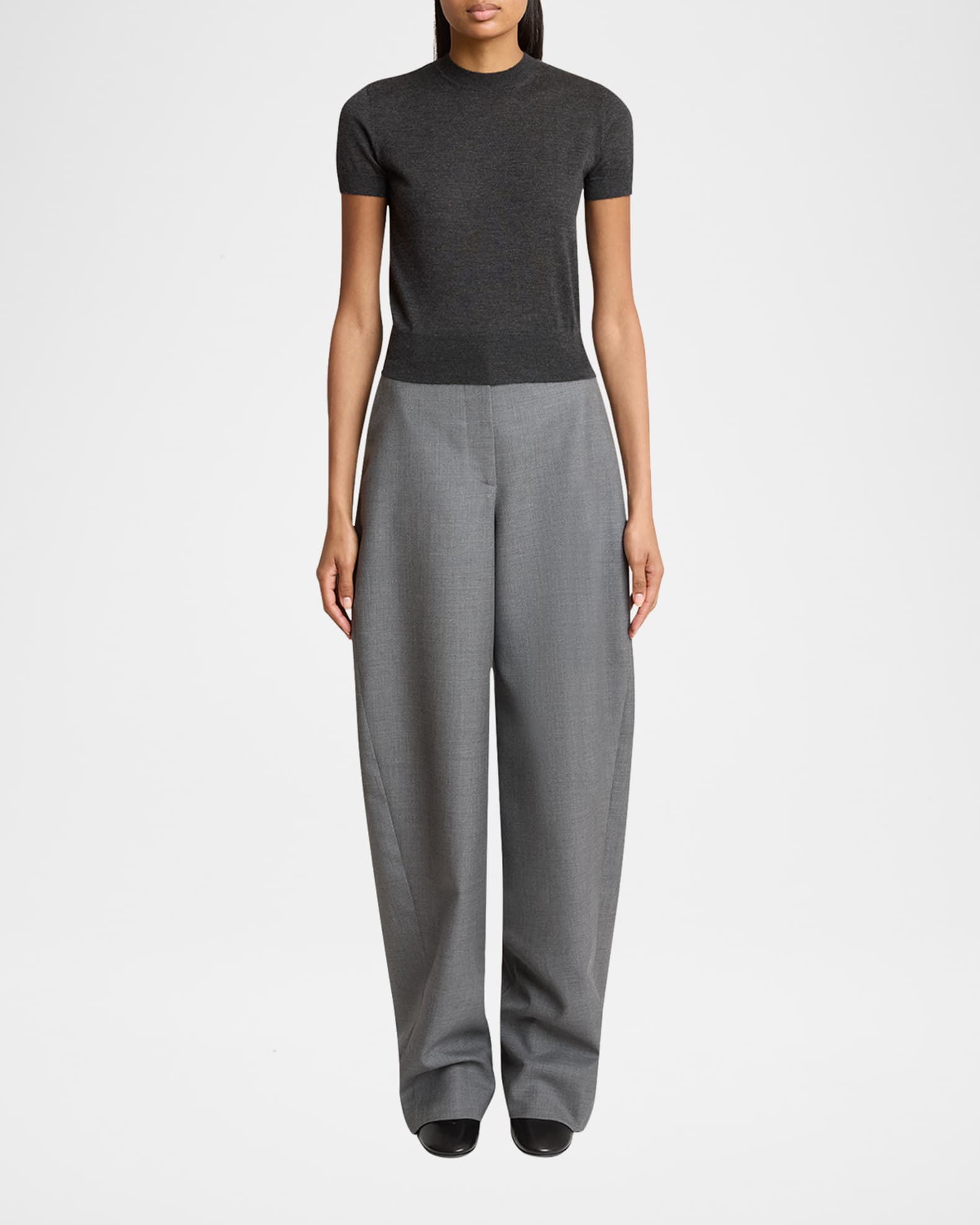 Cashmere Short-Sleeve Crewneck Sweater 1