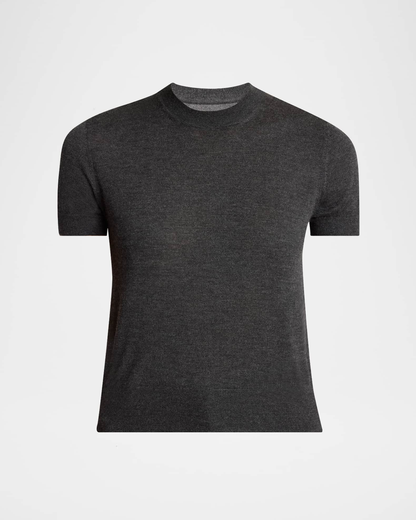 Cashmere Short-Sleeve Crewneck Sweater 0