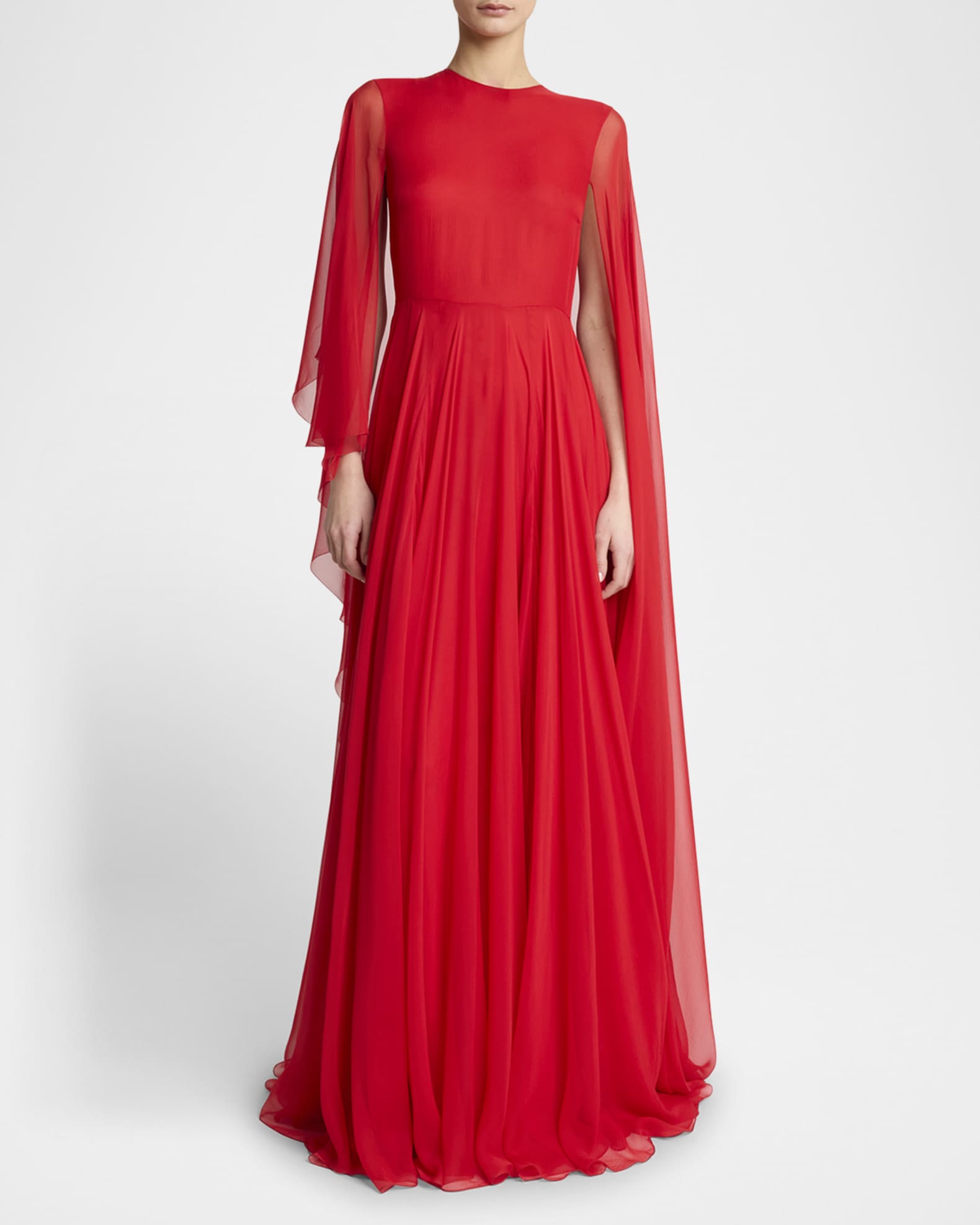 ねる　GIVENCHY ロング ドレス 綺麗！ Givenchy Chiffon Draped Cape Gown | Neiman Marcus