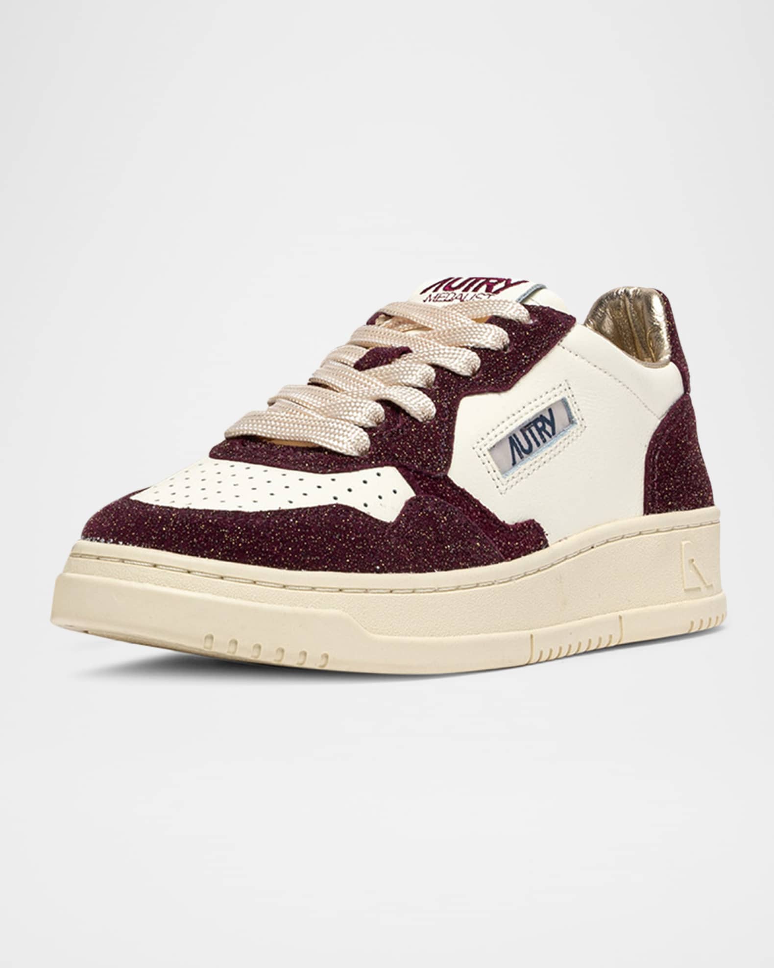 AUTRY Medalist Mixed Leather Low-Top Sneakers | Neiman Marcus