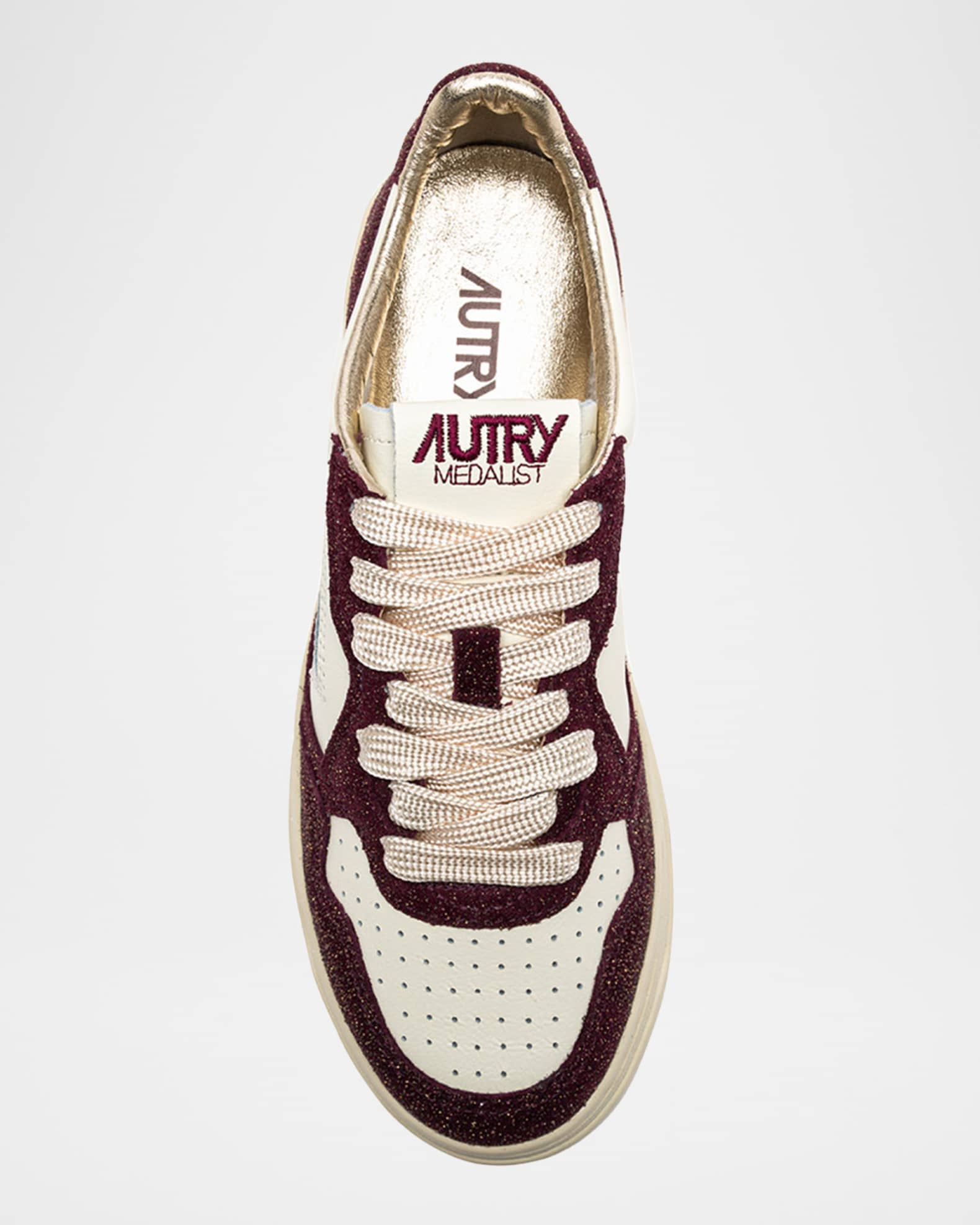 AUTRY Medalist Mixed Leather Low-Top Sneakers | Neiman Marcus