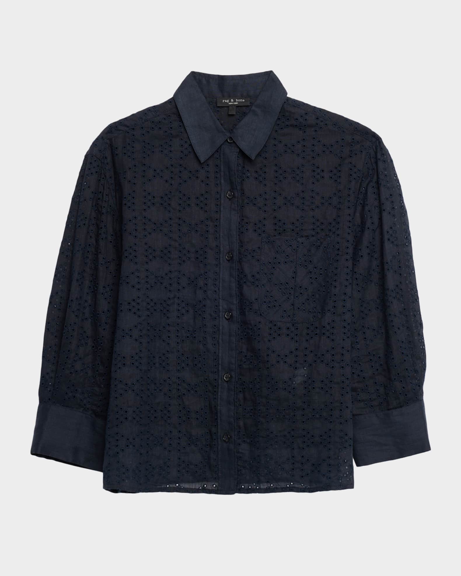 Lucia Embroidered Button-Front Shirt 0