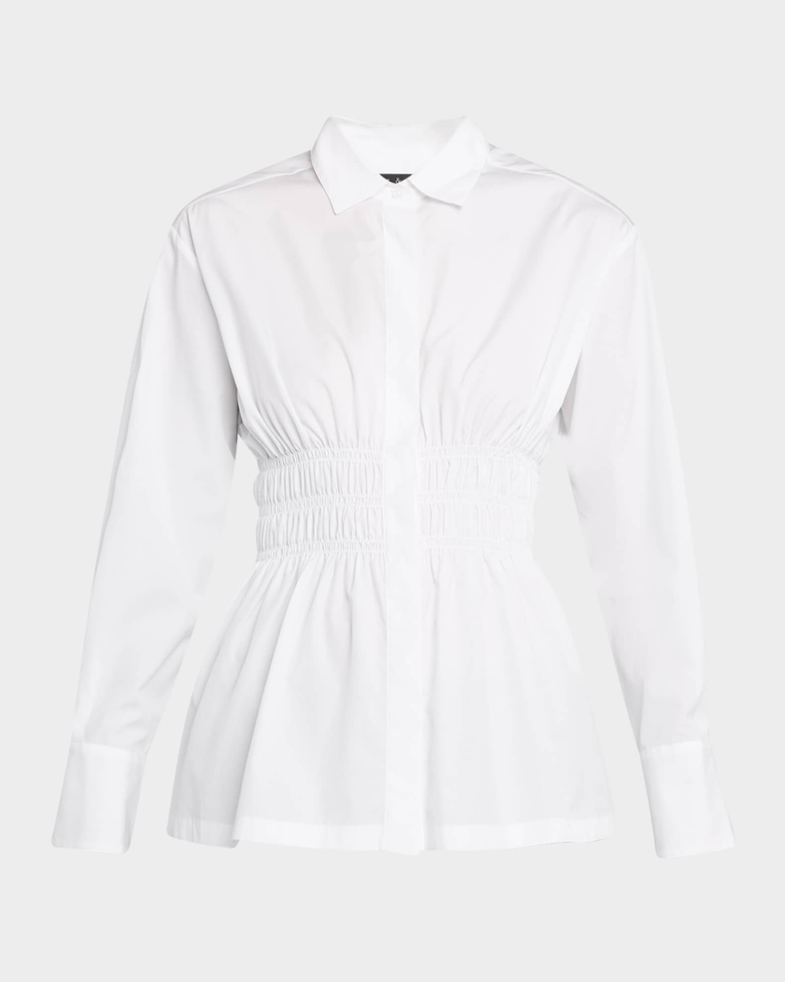 Blythe Smocked Poplin Shirt 0