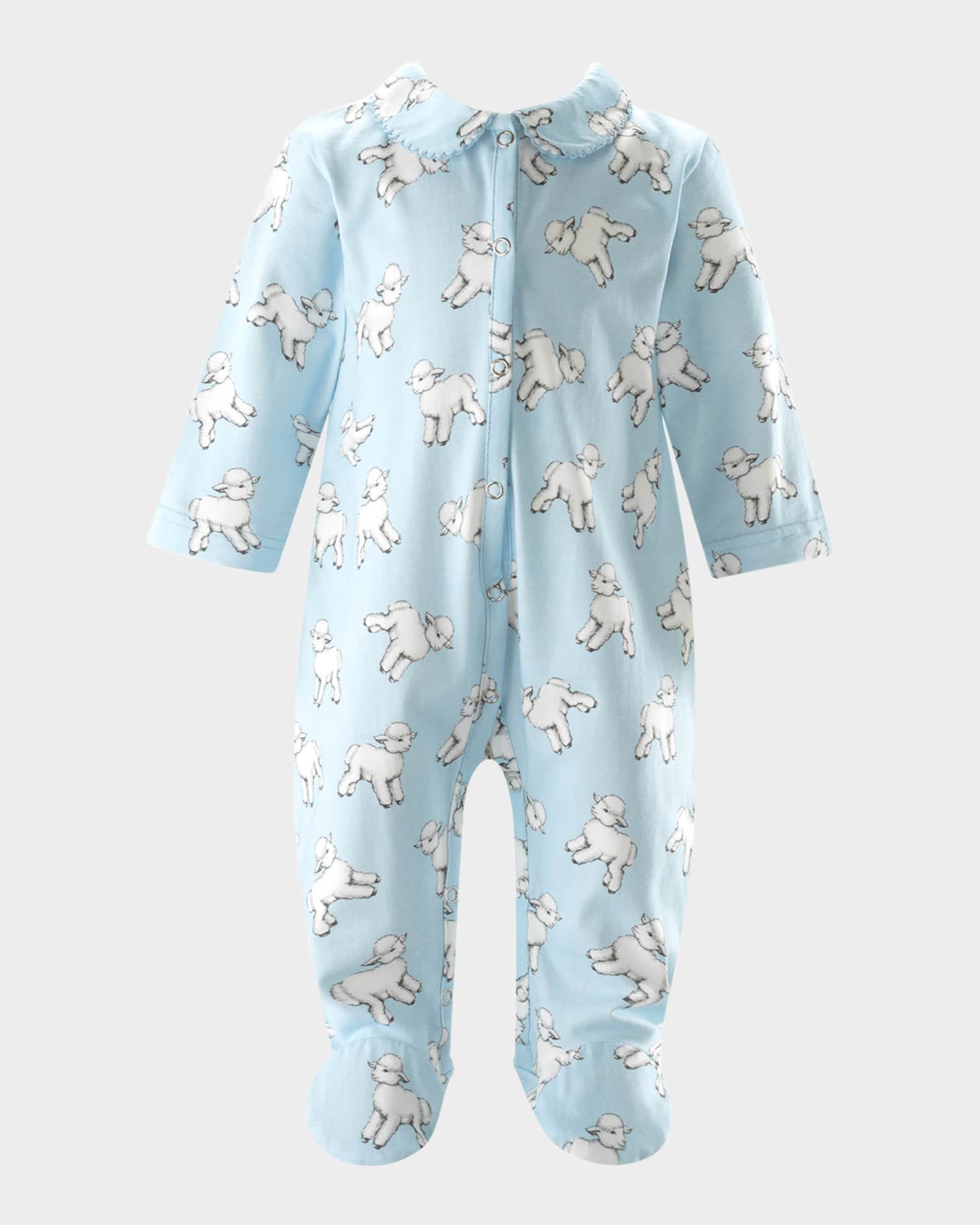 Boy's Lamb-Print Footie, Size Newborn-12M 0