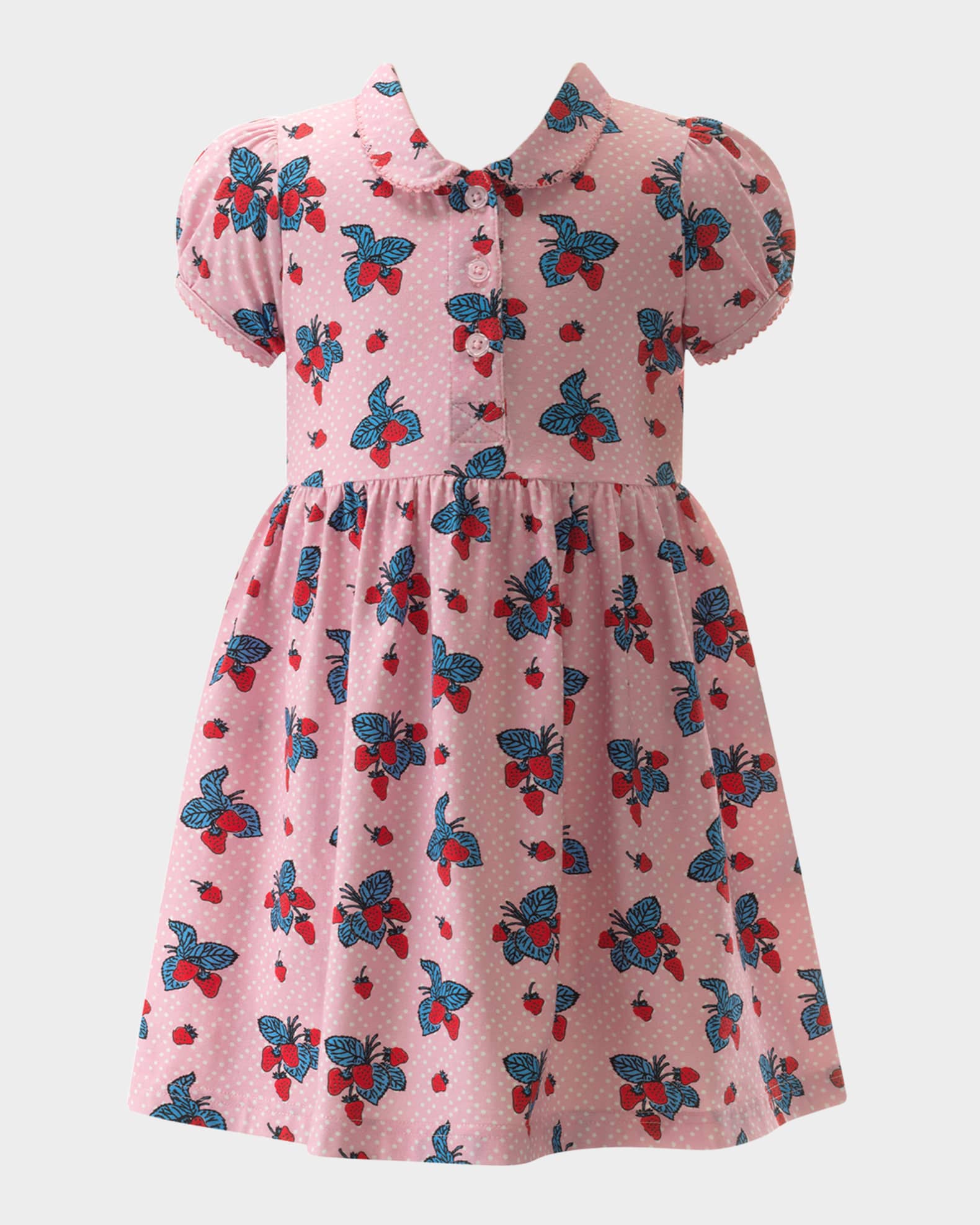 Girl's Strawberry-Print Jersey Dress 0