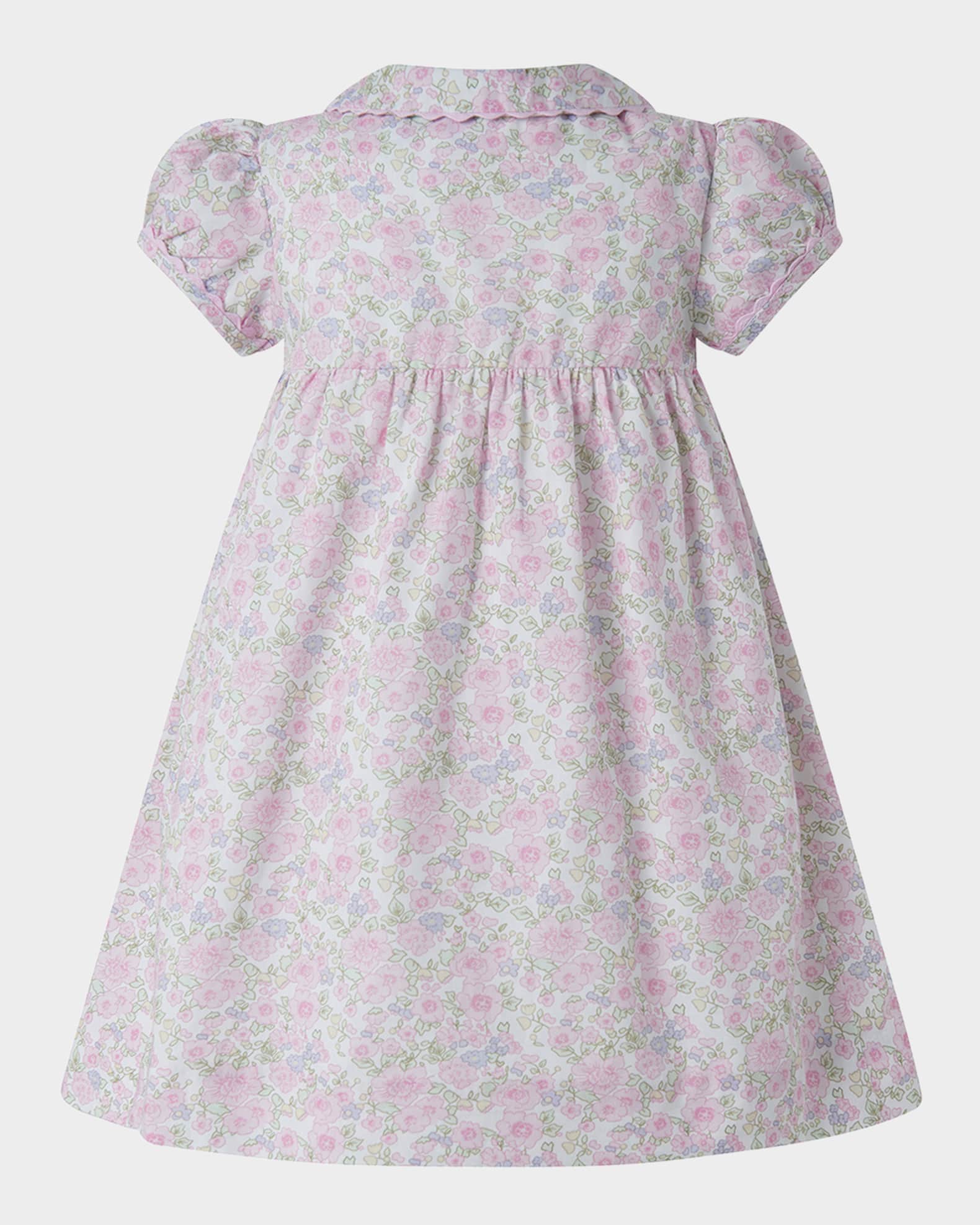 Girl's Ditsy Smocked Button-Front Dress and Bloomers Set, Size 6M-24M 1