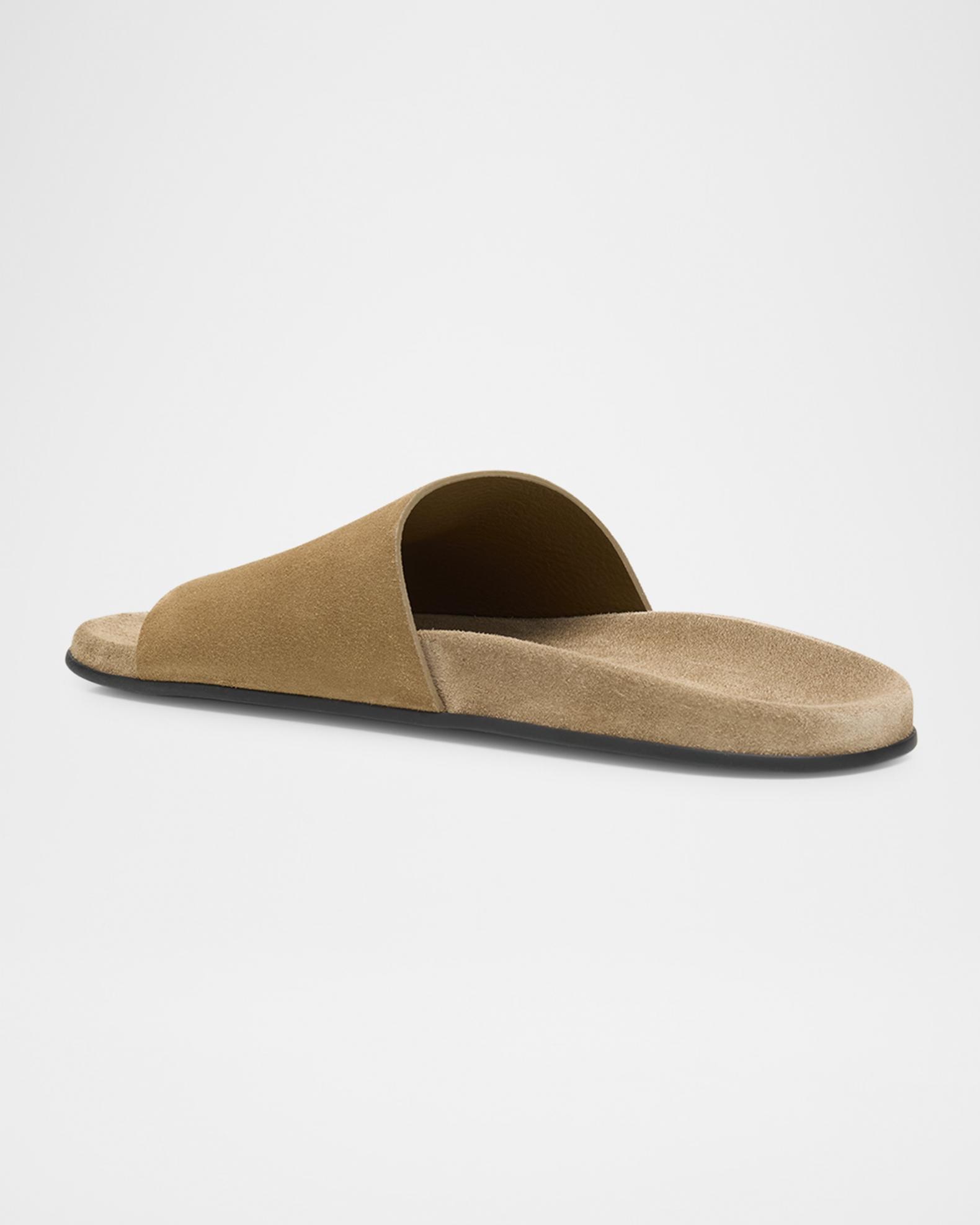 The Row Hugh Suede Flat Slide Sandals | Neiman Marcus