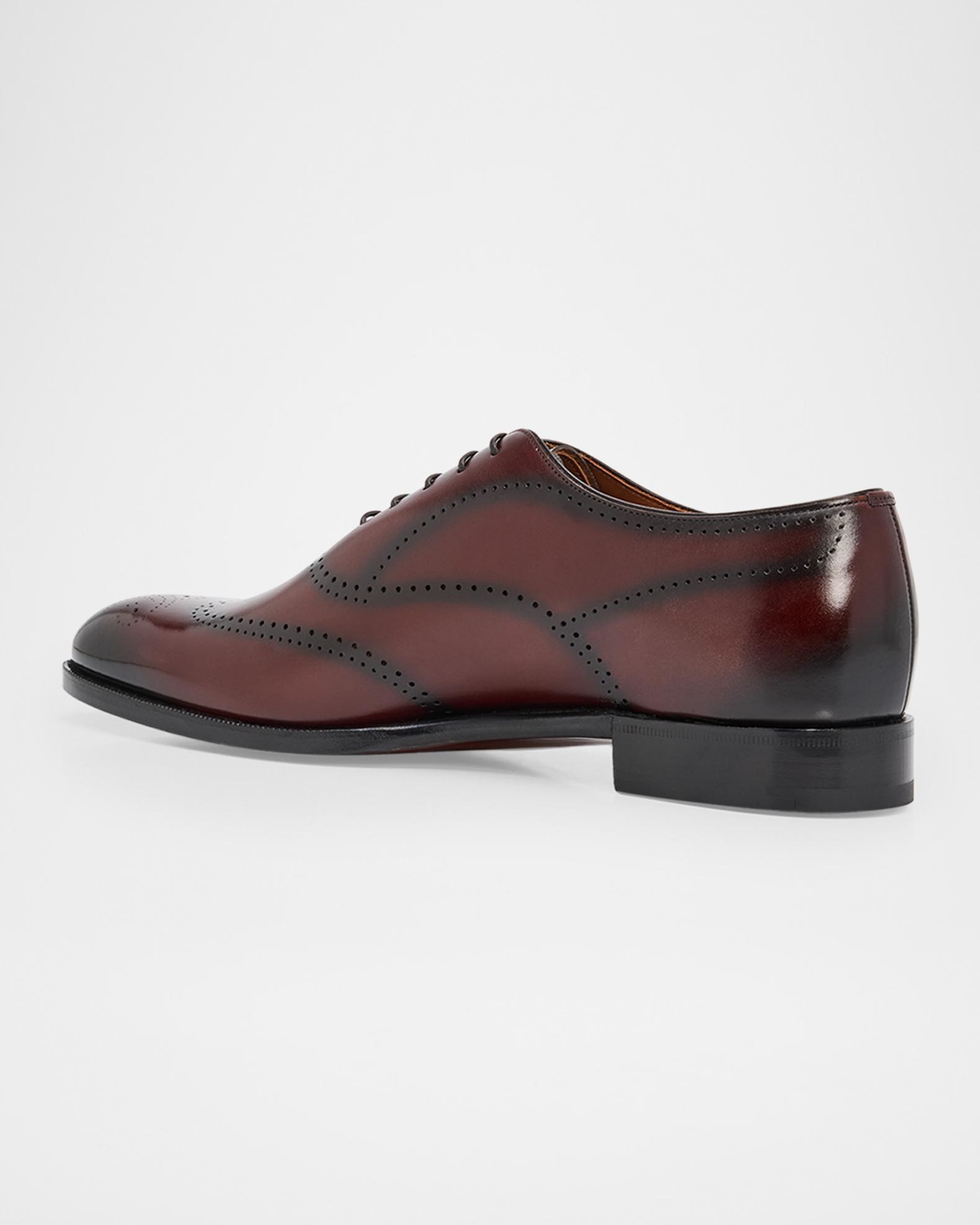 Neiman Marcus Oxford Shoes Mens 8M Brown Pebbled Leather Lace‎ Up Made in Spain Brown Designer Dress Shoes for Men | Neiman Marcus main image 3