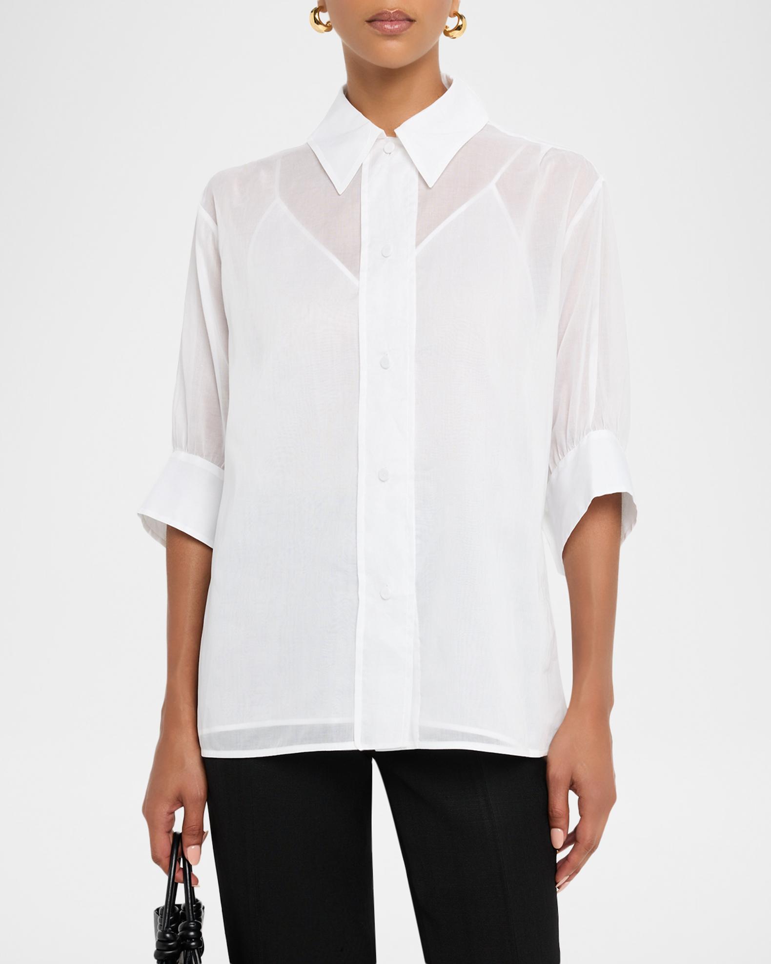 Jil Sander Volume Short-Sleeve Cotton Boxy Shirt | Neiman Marcus