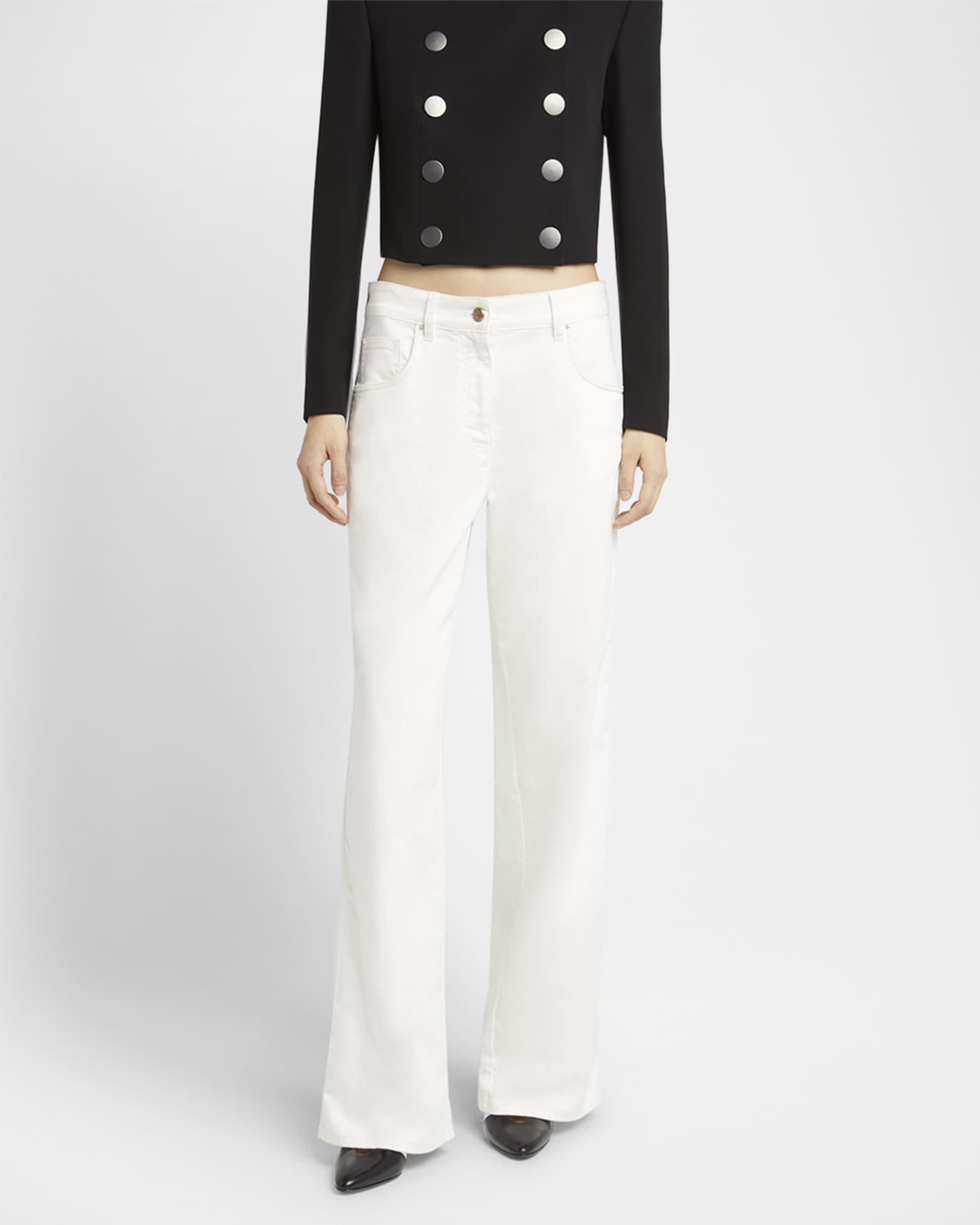 GIORGIO ARMANI 白 チノパン カジュアル　COTTON100% Giorgio Armani Wide Leg Stretch-Cotton Jeans | Neiman Marcus