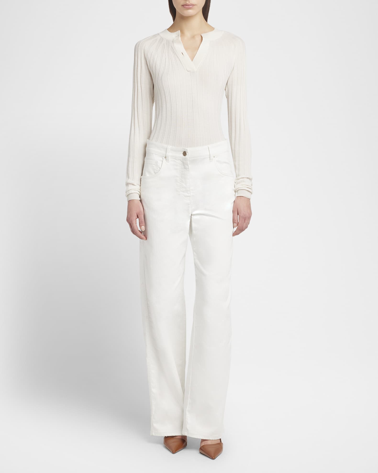 Giorgio Armani Ribbed Cashmere Silk Top | Neiman Marcus