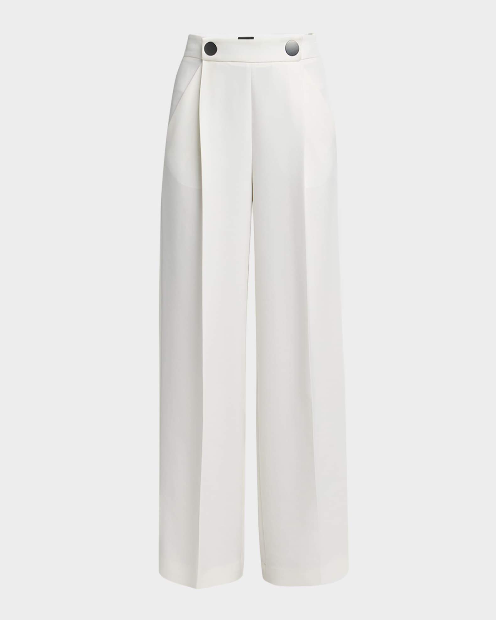 Wide Leg Silk Cady Trousers 0