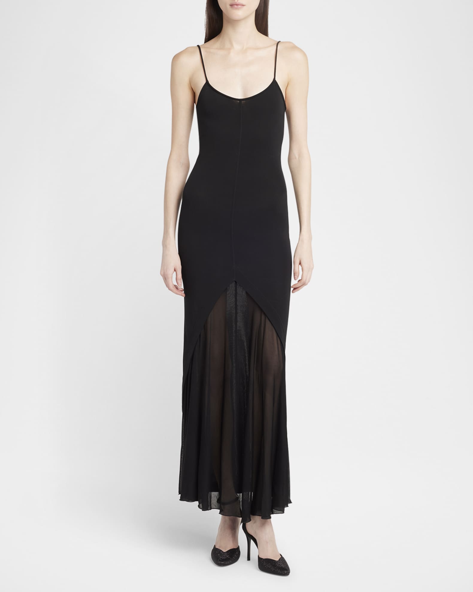 Sheer Skirt Panel Jersey Dress 1