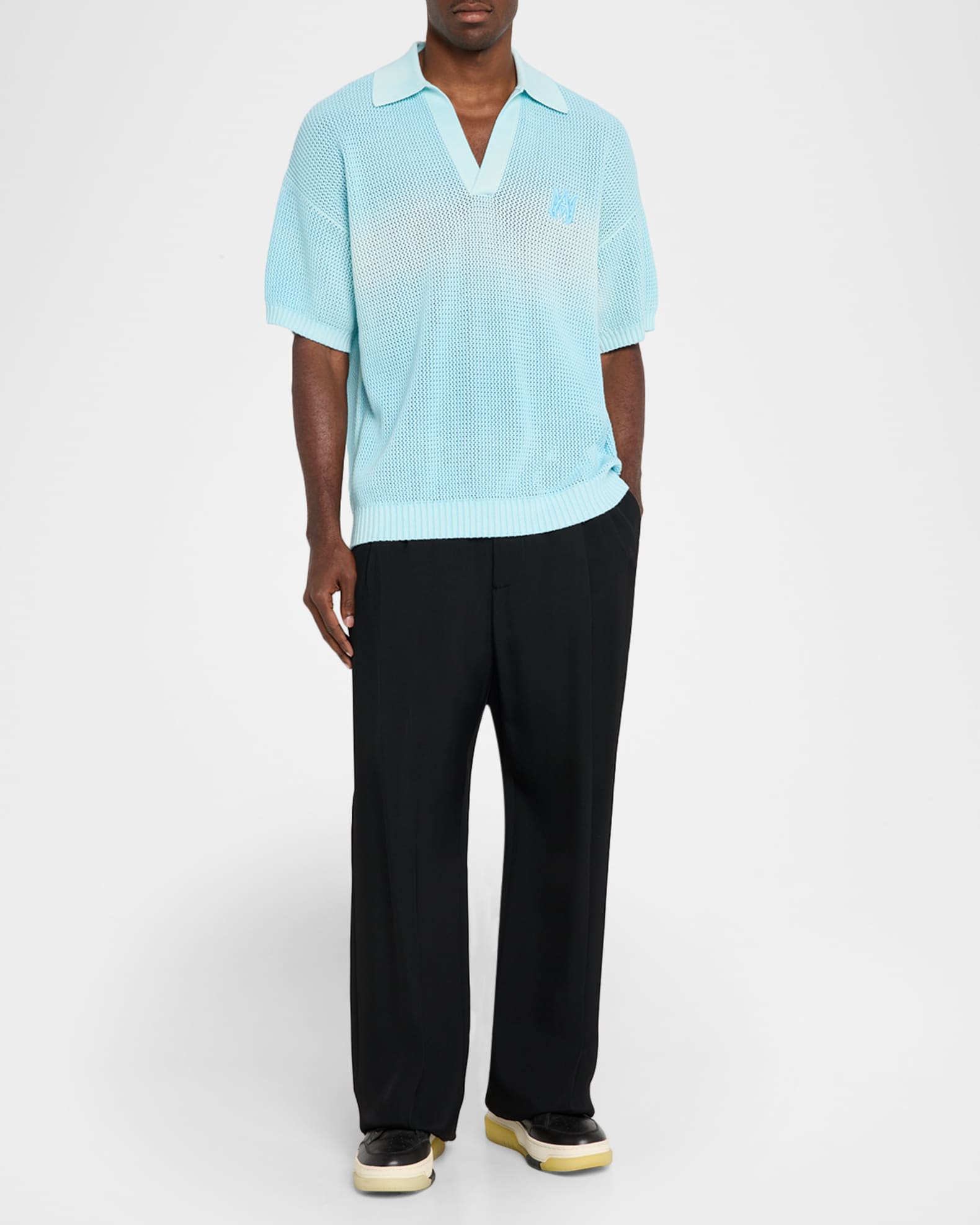 Men's Cotton Knit Johnny Collar Polo Shirt 1