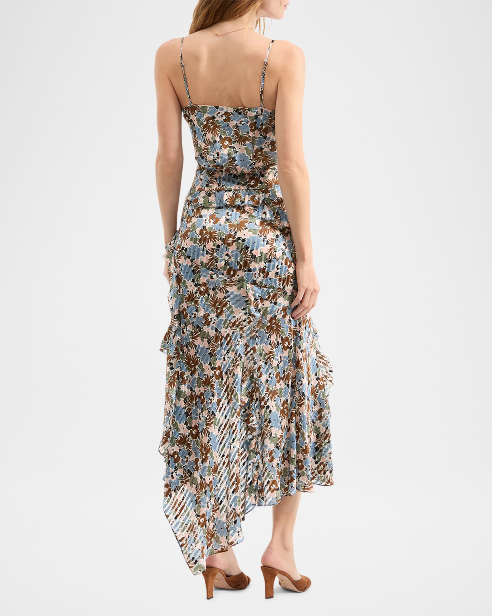 Veronica Beard Avenel Floral Ruffled Midi Dress | Neiman Marcus