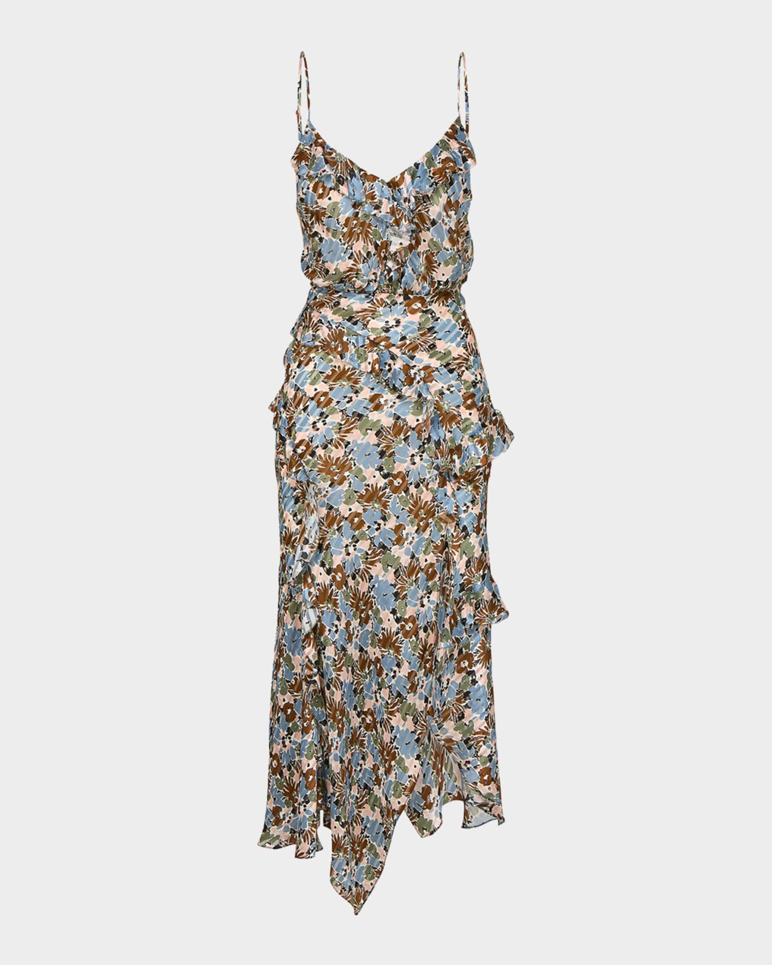 Avenel Floral Ruffled Midi Dress 0