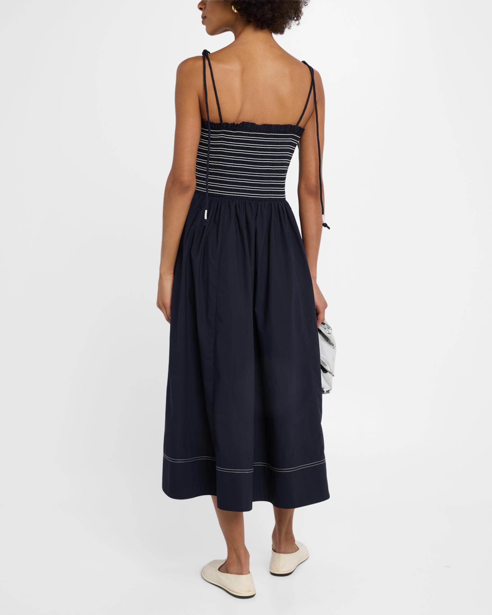 Veronica Beard Kaela Smocked A-Line Midi Dress
