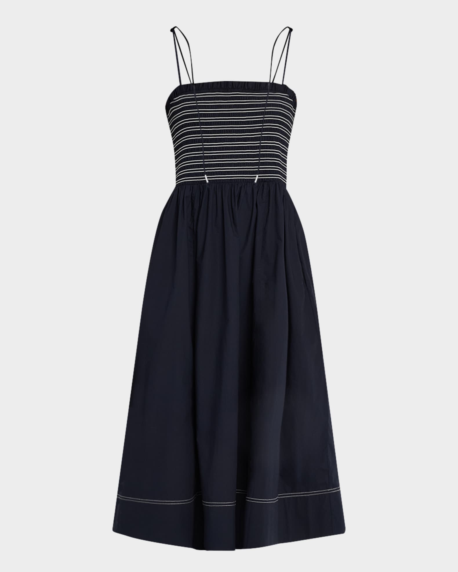 Kaela Smocked A-Line Midi Dress 0