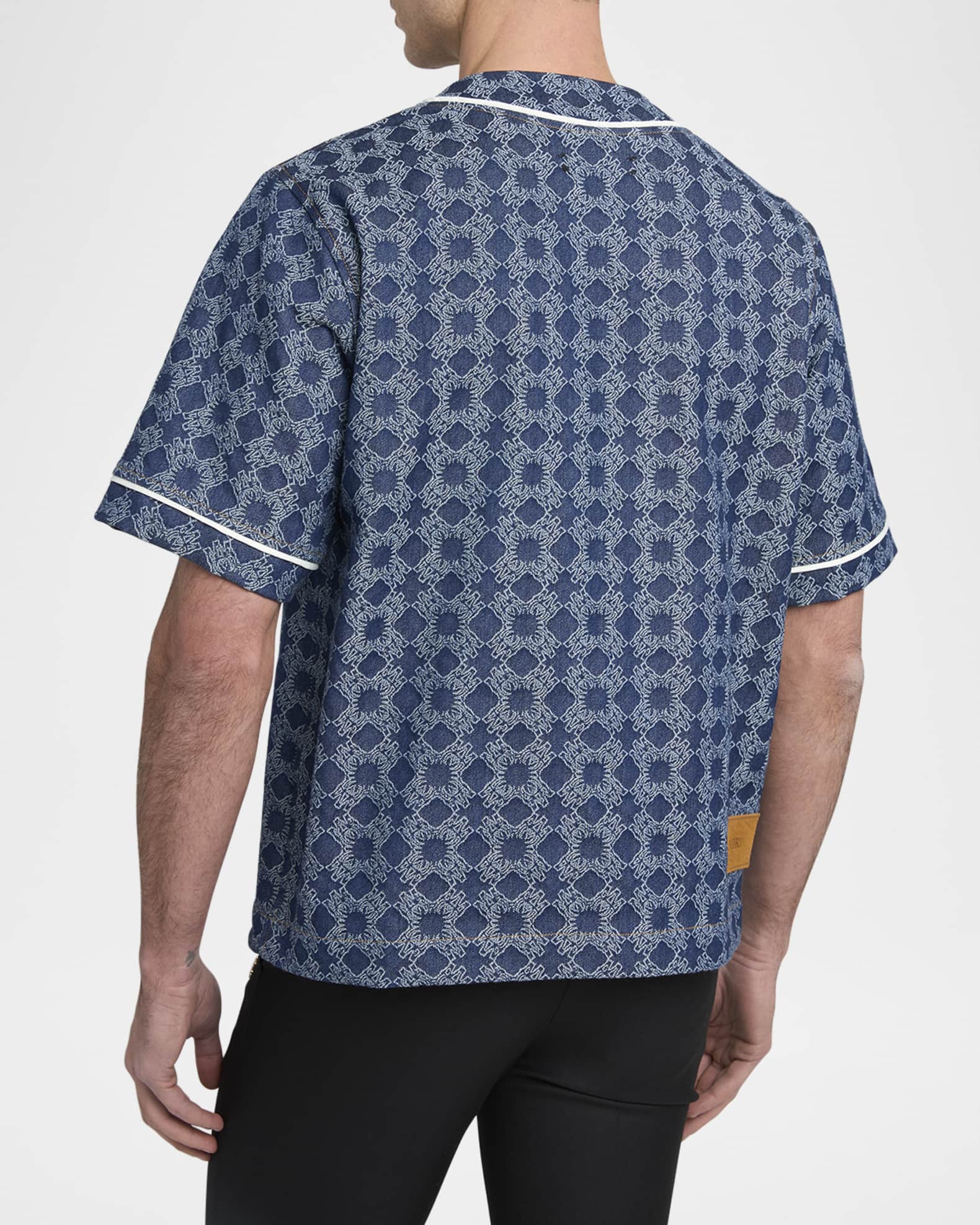 Amiri Men's MA Quad Denim Snap-Front Baseball Shirt | Neiman Marcus