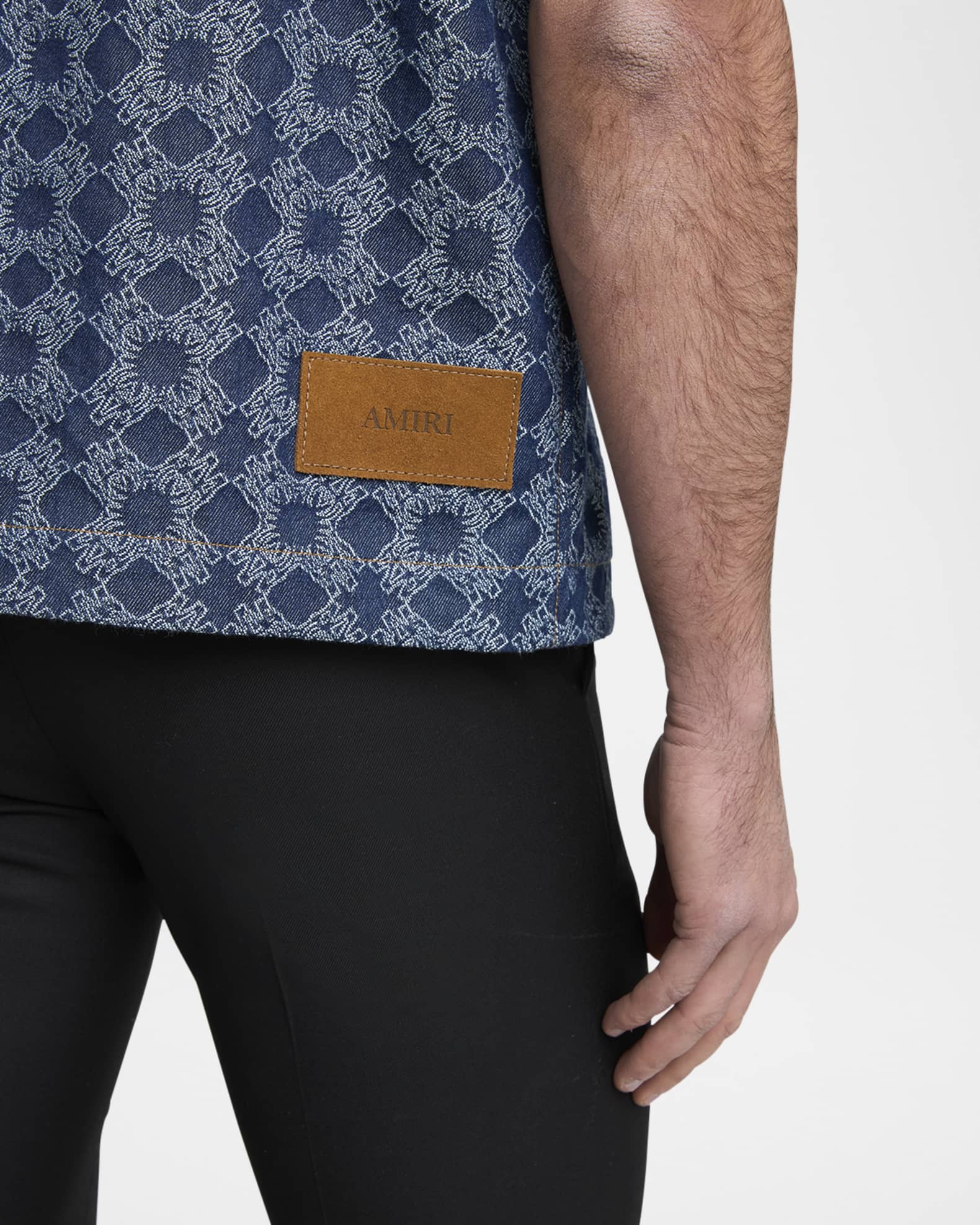 Amiri Men's MA Quad Denim Snap-Front Baseball Shirt | Neiman