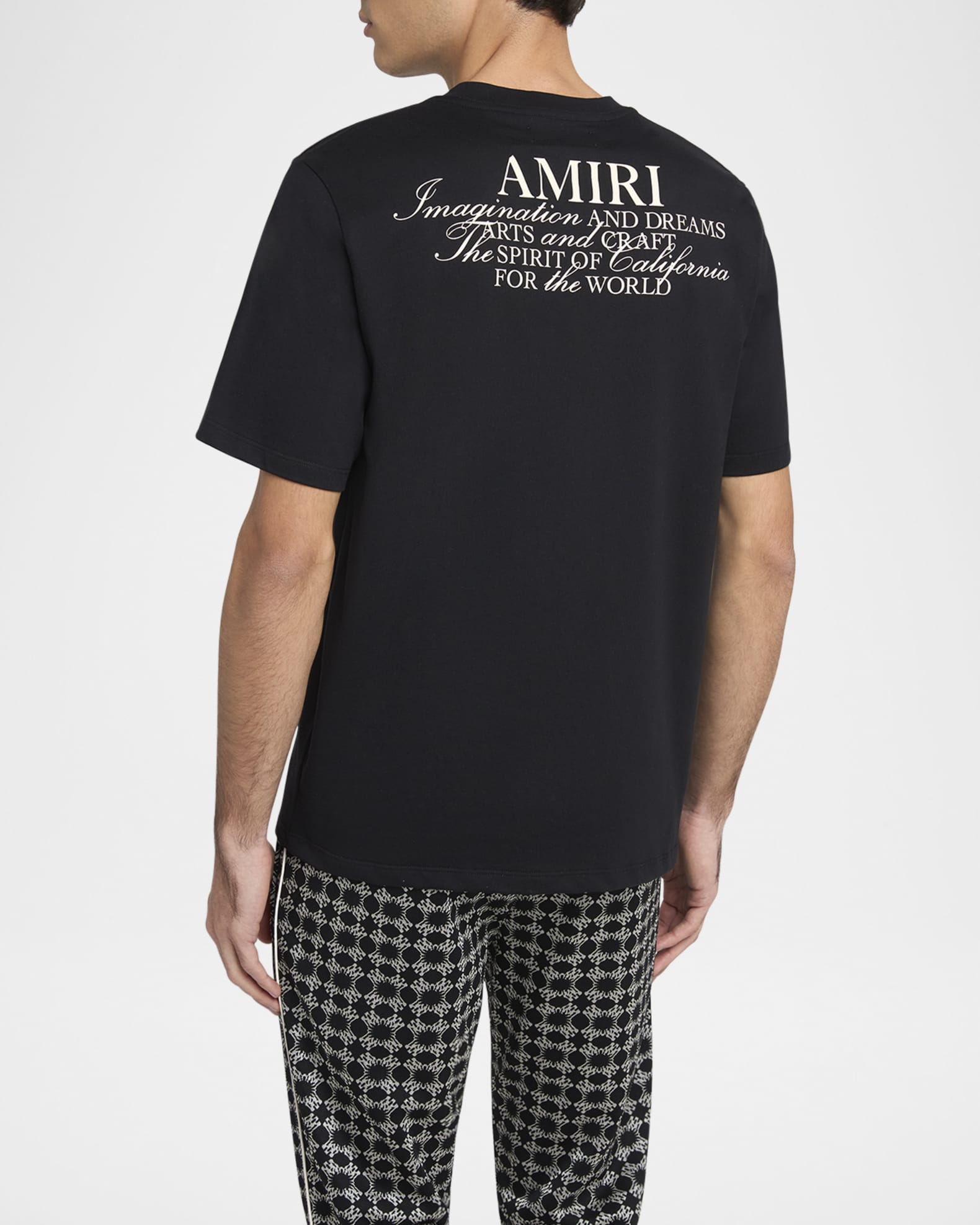 25SS new/AMIRI ラベルコットンTシャツ T-Shirt Black Amiri Men's Label Cotton T-Shirt | Neiman Marcus