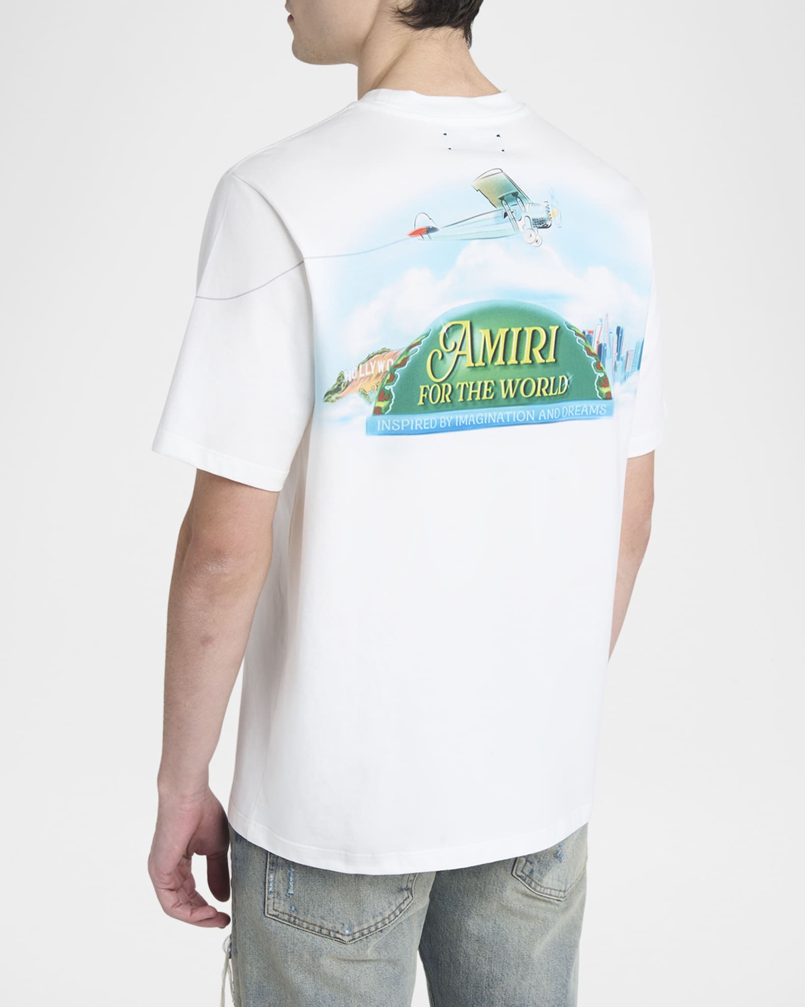 25SS new/AMIRI Amiri For The World Tシャツ T-Shirt White Amiri Men's Amiri For The World Graphic T-Shirt | Neiman Marcus