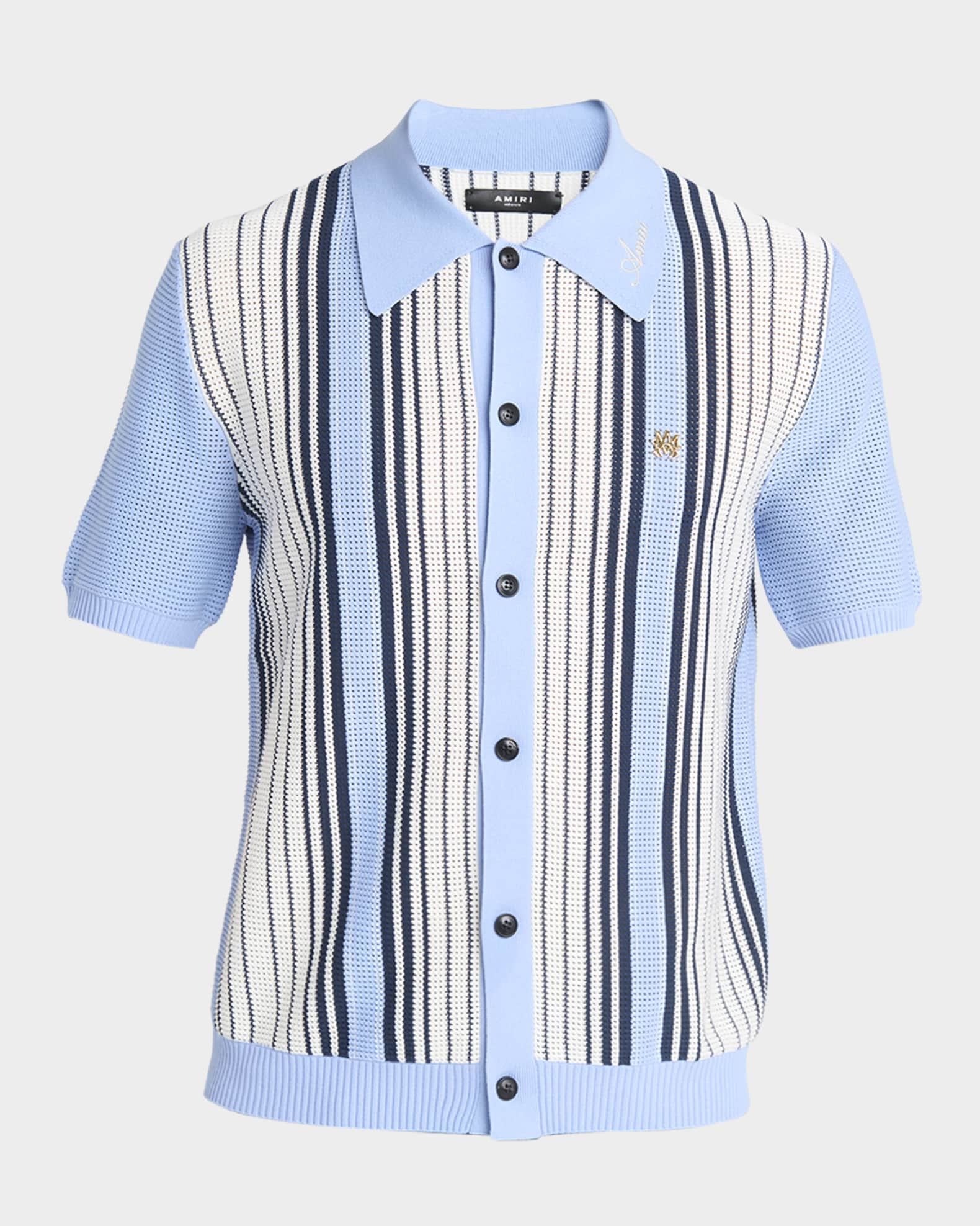 Men's Mesh Stripe Short-Sleeve Shirt 0