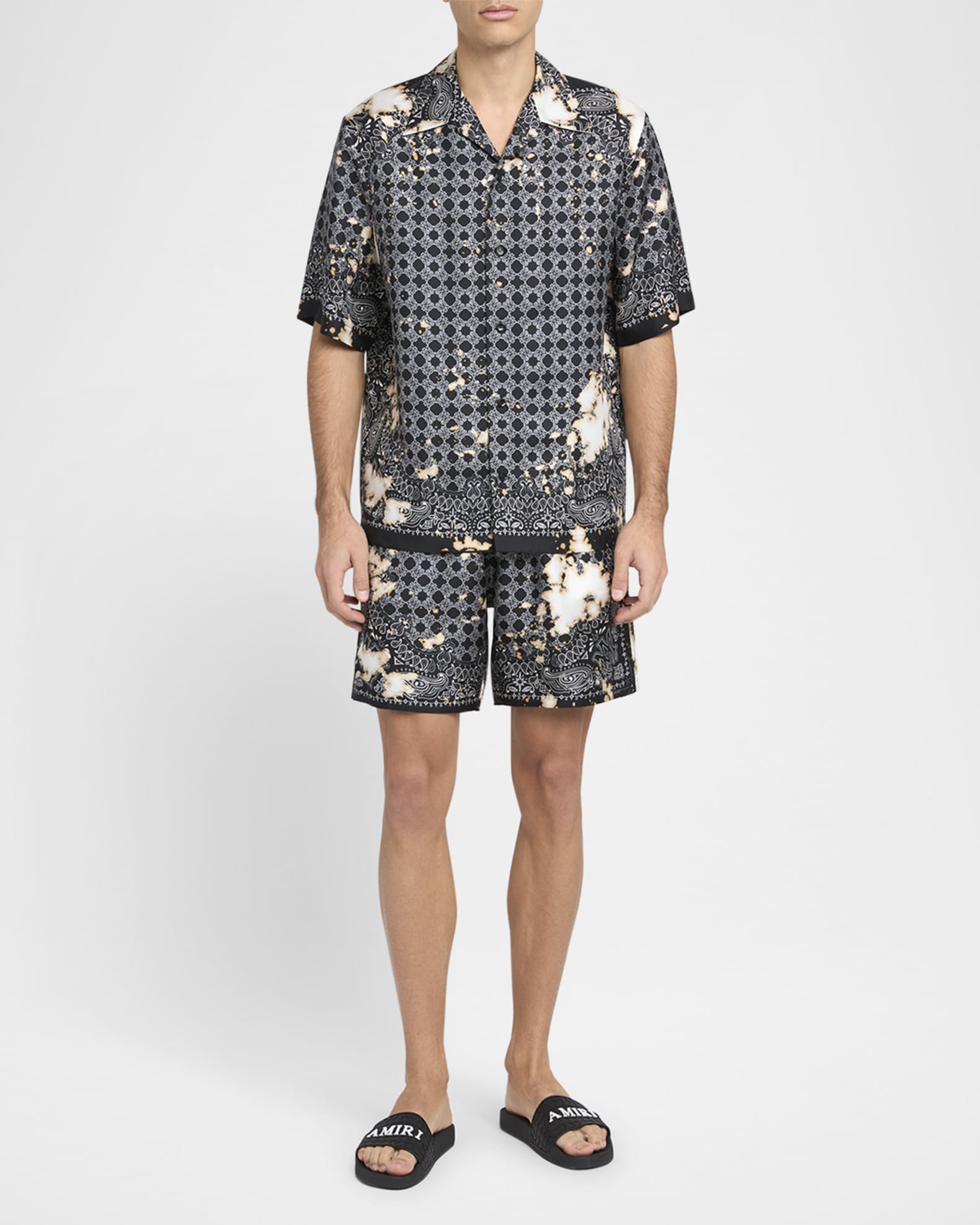 Amiri Men's Silk Bleach Bandana Pull-On Shorts | Neiman Marcus