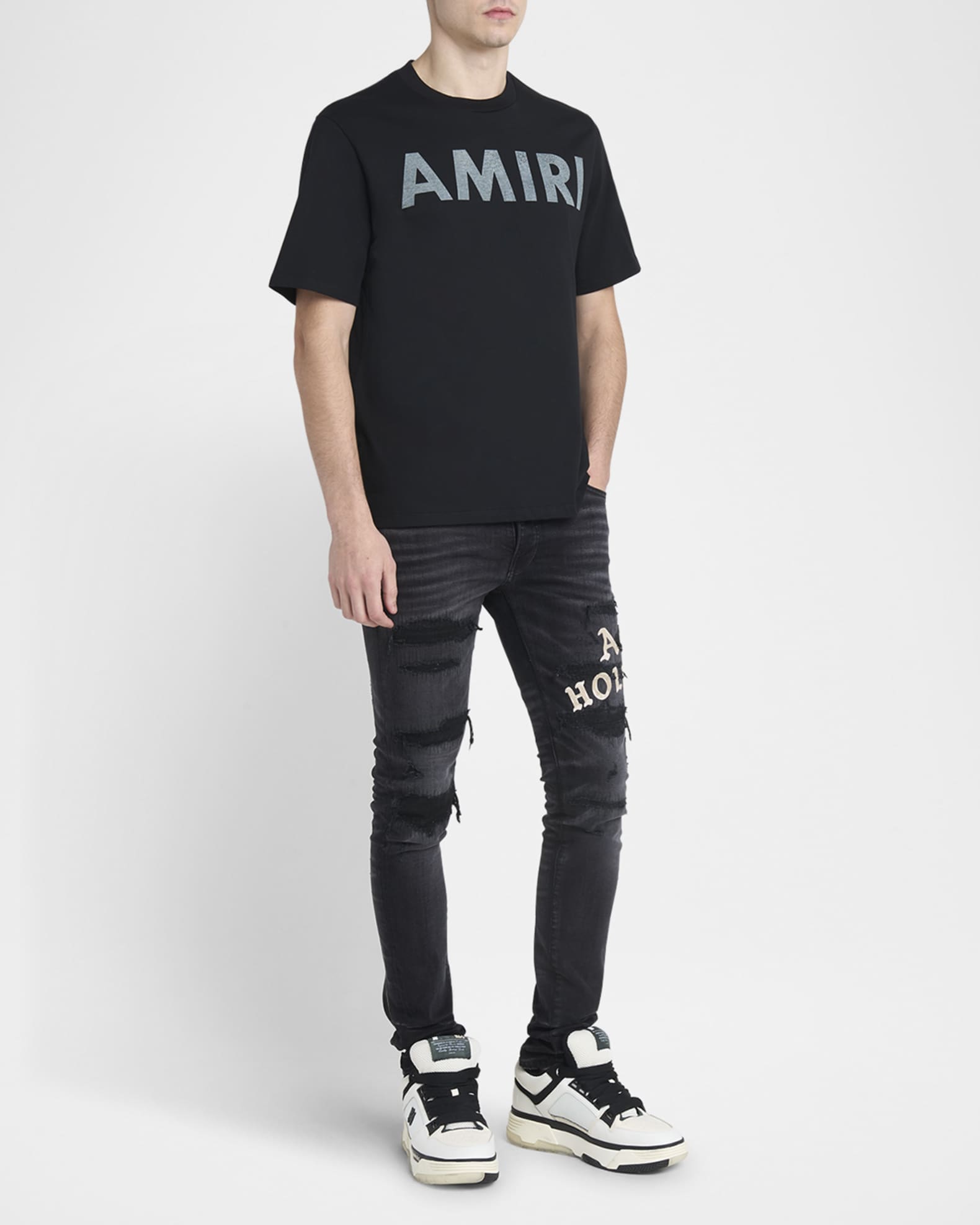 AMIRI アミリ STENCIL ロゴTシャツ AMIRI アミリ シルバー ロゴ Tシャツ ブラック stencil 関税込