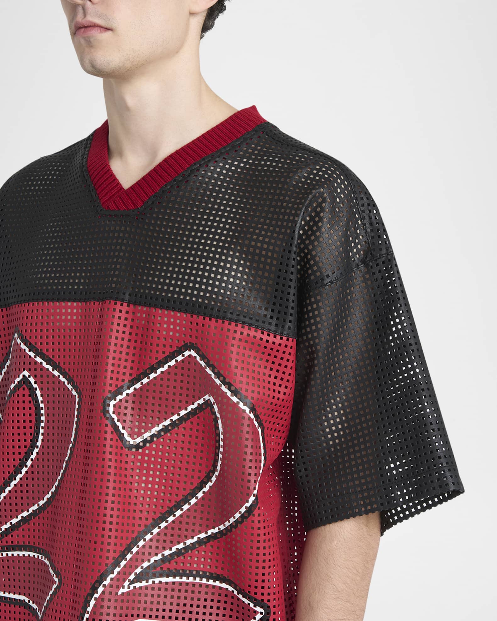 Amiri Men's Amiri 22 Oversized Mesh Leather T-Shirt | Neiman