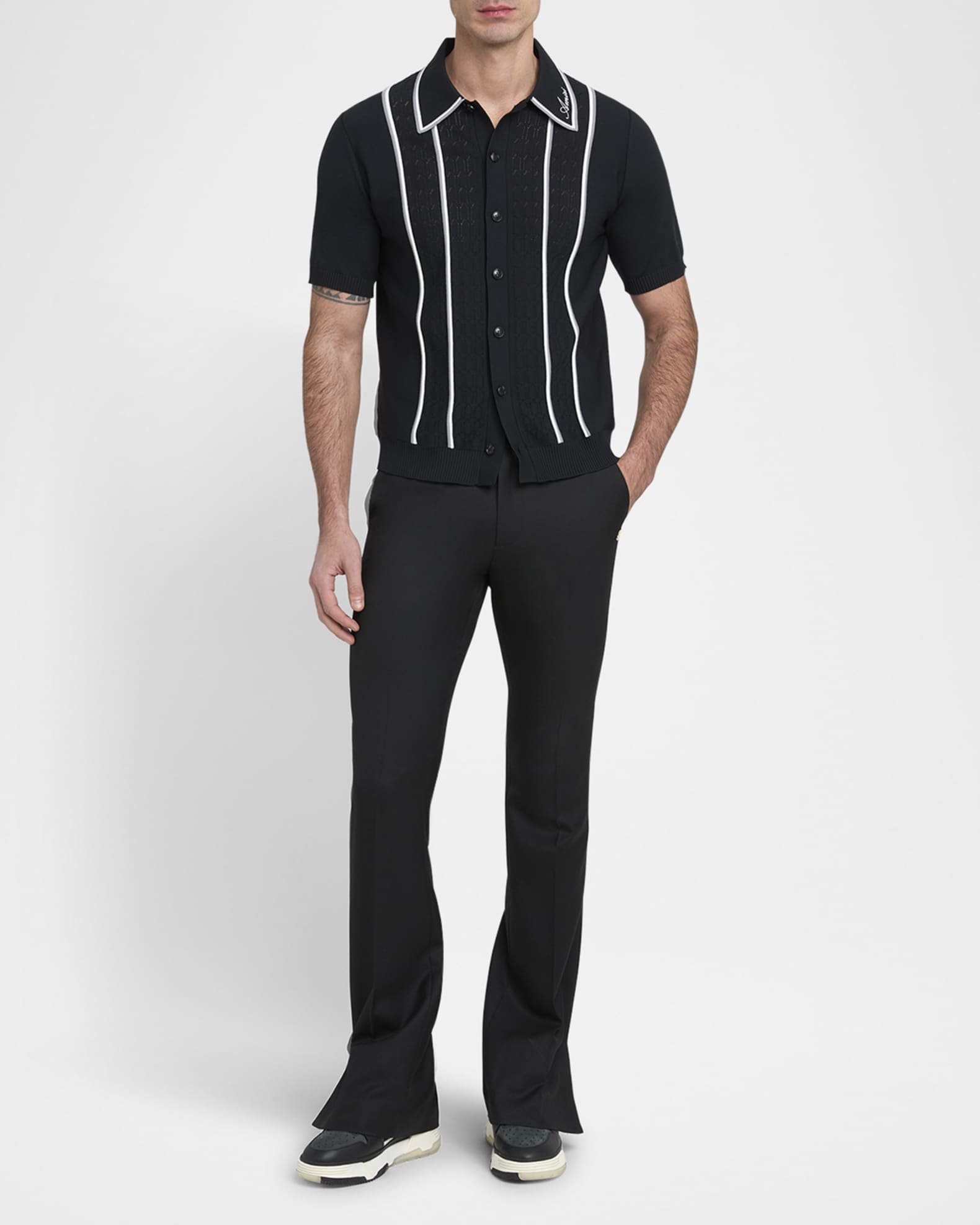 Men's Button-Front Script Stripe Shirt 1