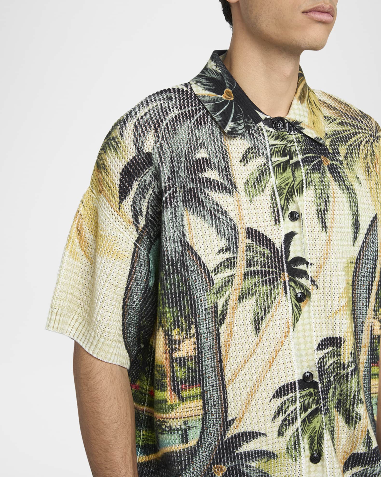 Amiri Men's Short-Sleeve Knit Paradise Shirt | Neiman Marcus