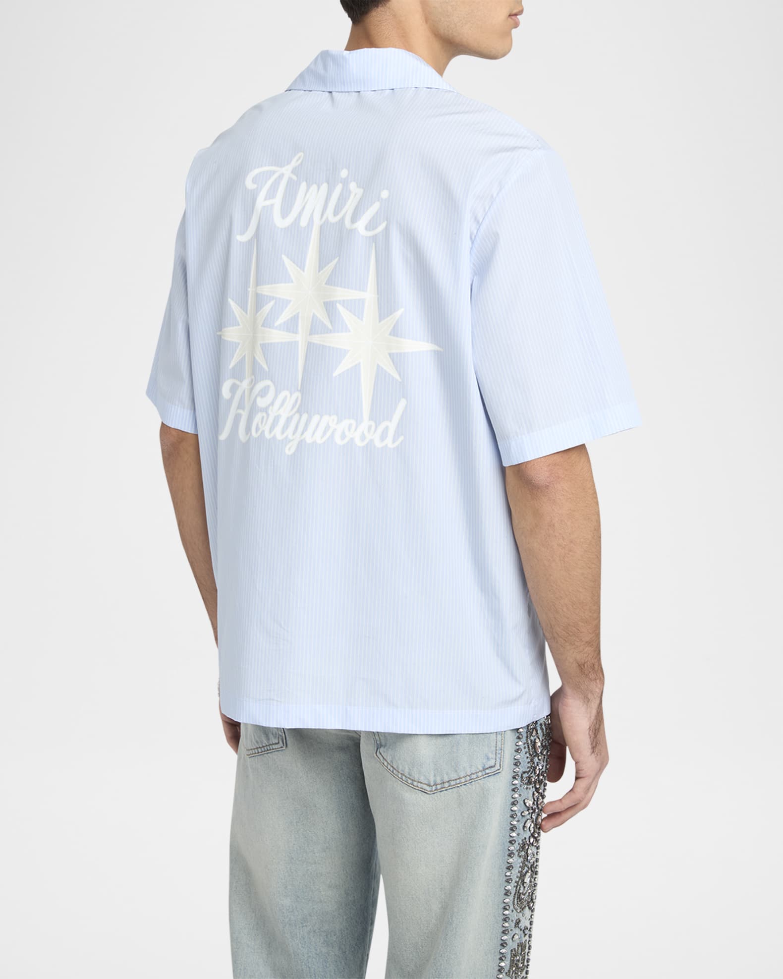 Amiri Men's Starburst Logo Poplin Camp Shirt | Neiman Marcus