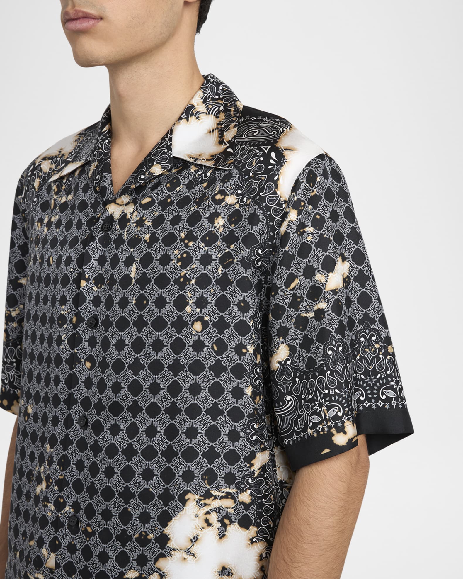 Tシャツ・カットソー AMIRI FW25 BLEACH BANDANA BOWLING SHIRT (AMSTCA1159 BLACK) Buy Amiri Bleach Bandana Bowling Shirt 'Black' - AMSTCA1159