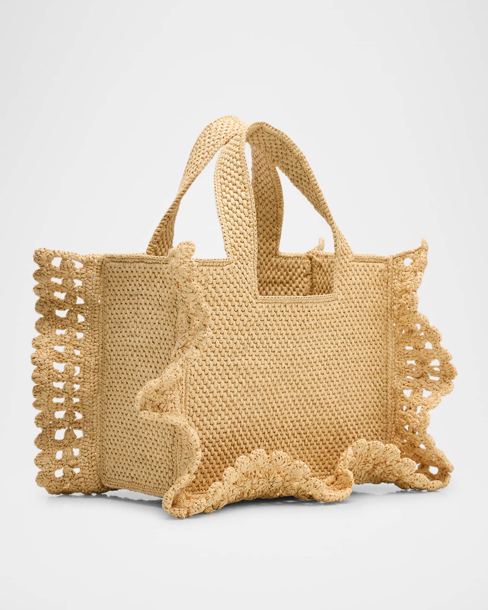 Loewe x Paula's Ibiza Small Ruffled Tote Bag in Raffia