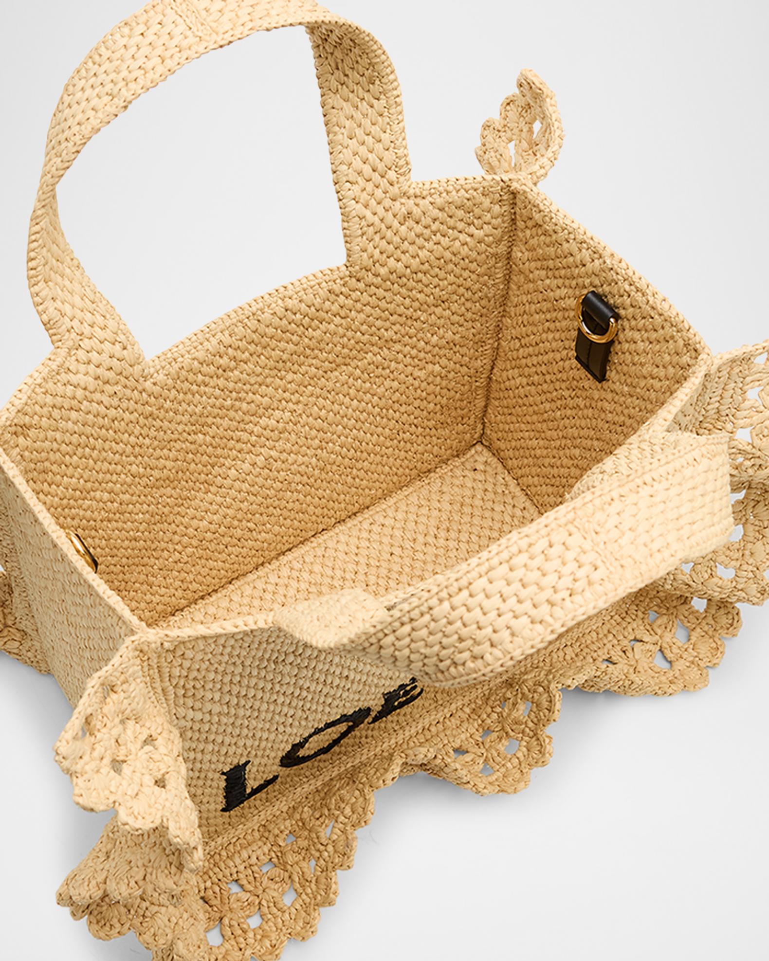 Loewe x Paula's Ibiza Small Ruffled Tote Bag in Raffia | Neiman Marcus