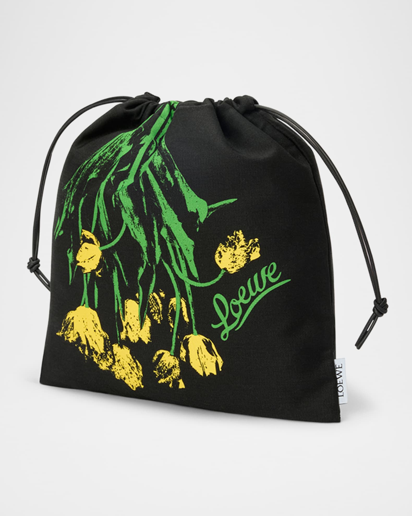 x Paula’s Ibiza Small Tulip Drawstring Pouch Bag in Cotton and Linen 1