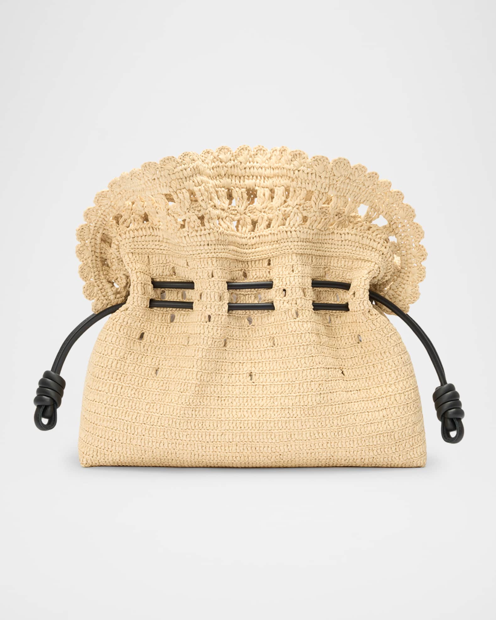 x Paula’s Ibiza Flamenco Medium Ruffled Clutch Bag in Raffia 0
