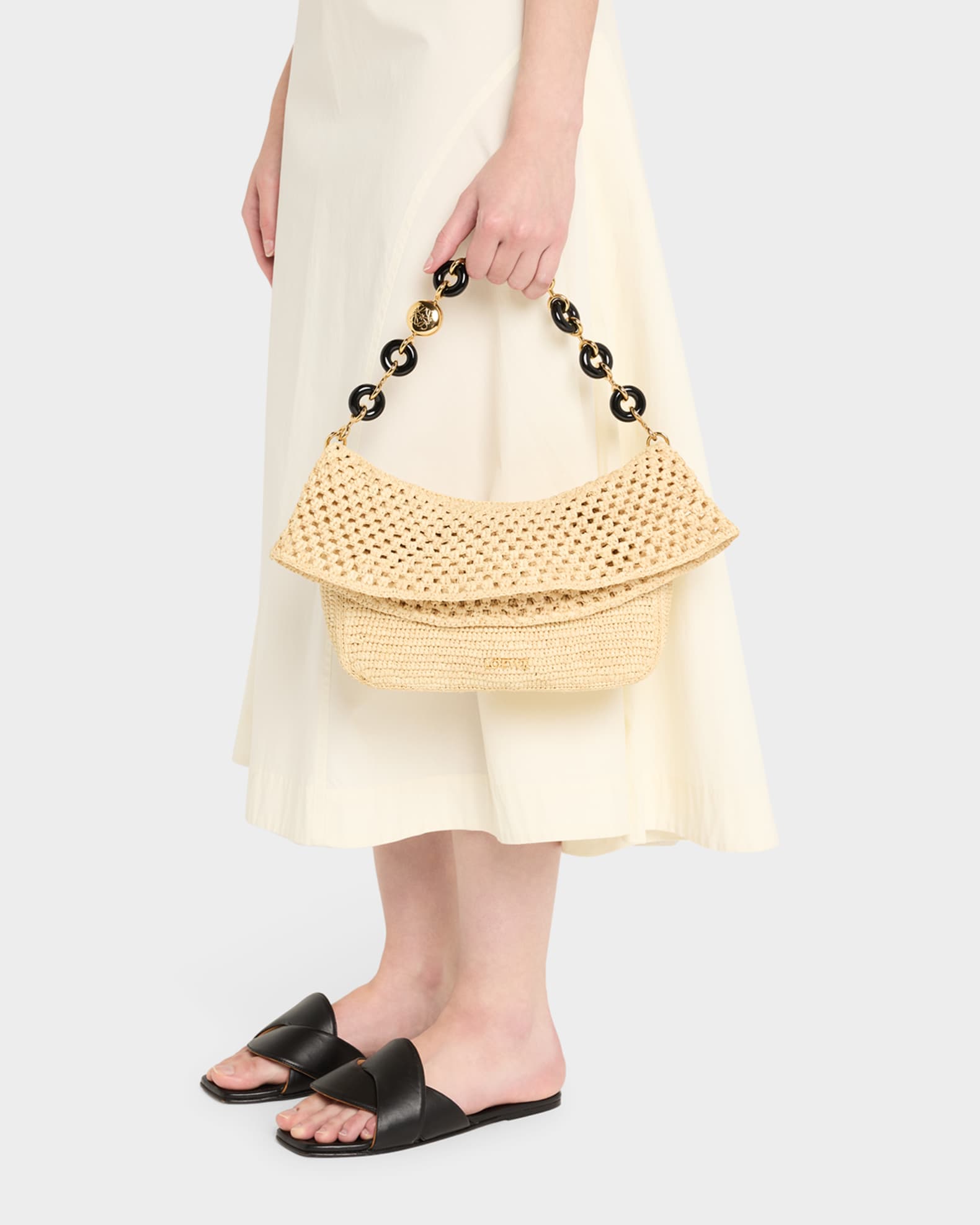 Loewe x Paula's Ibiza Ola Small Shoulder Bag in Raffia and