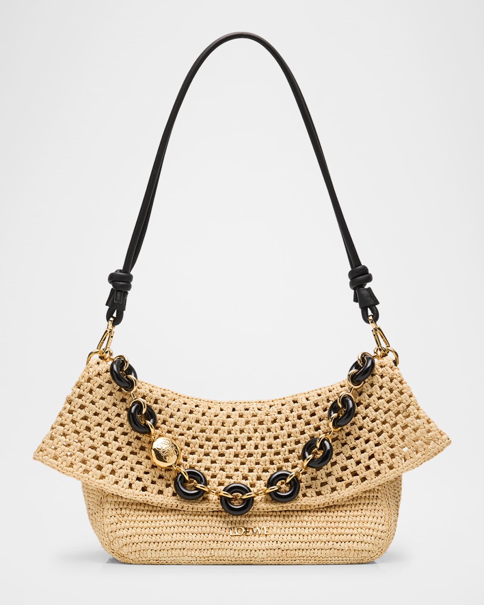 Loewe x Paula's Ibiza Ola Small Shoulder Bag in Raffia and