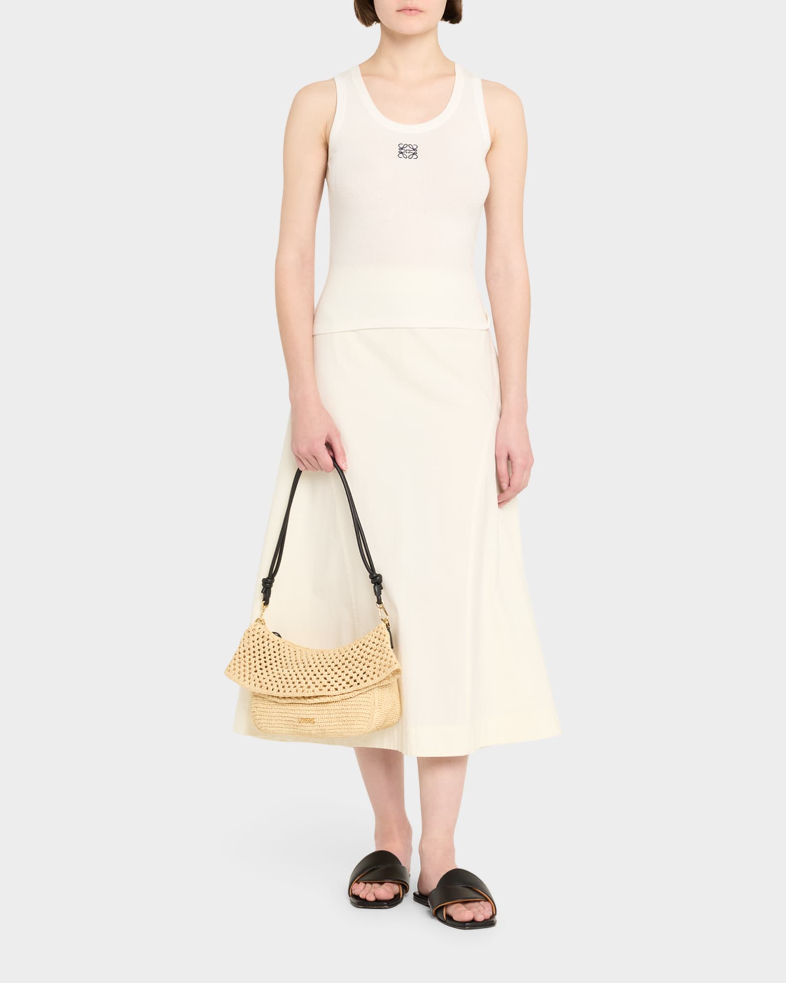 Loewe x Paula's Ibiza Ola Small Shoulder Bag in Raffia and