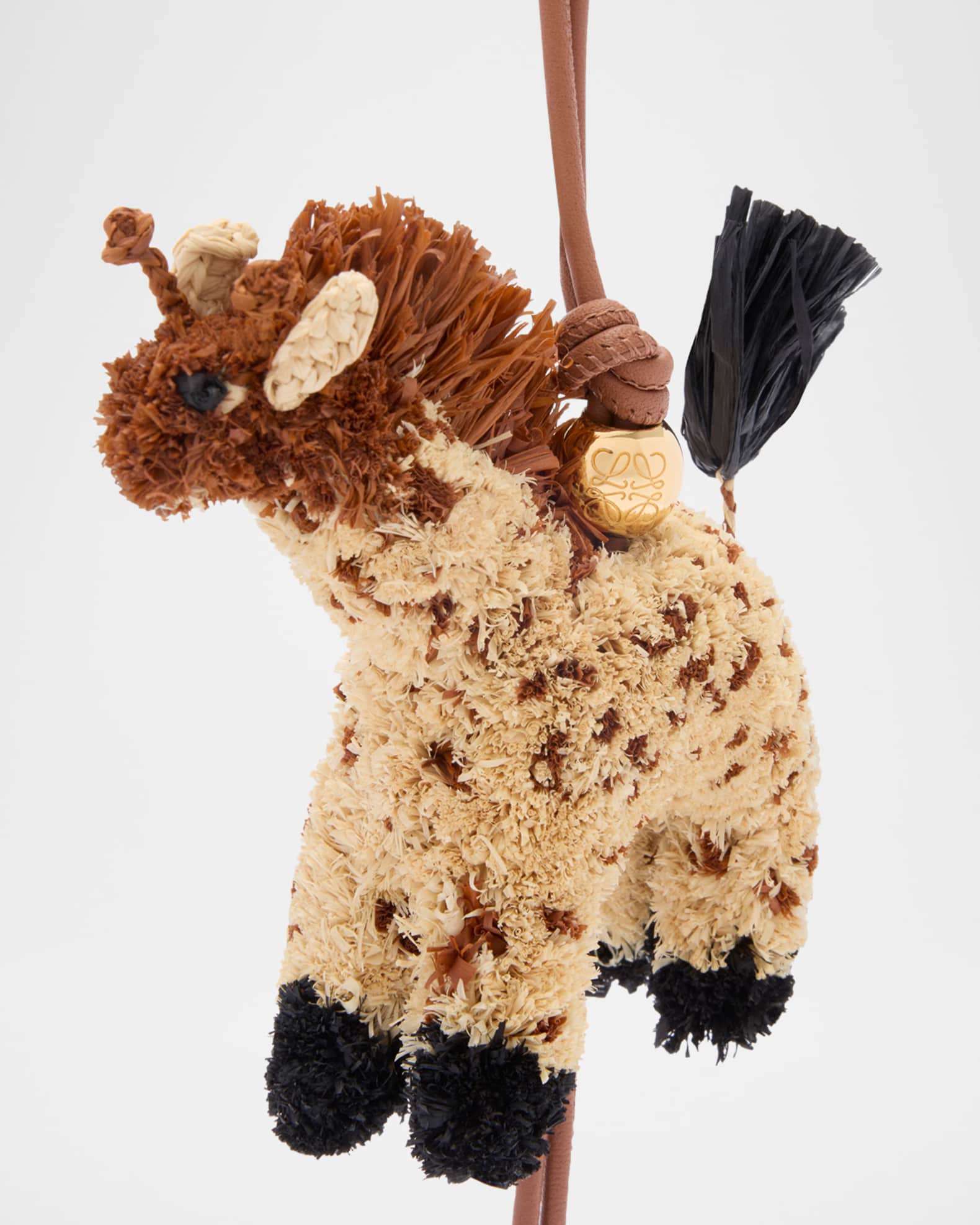 Loewe x Paula's Ibiza Giraffe Charm in Raffia | Neiman Marcus