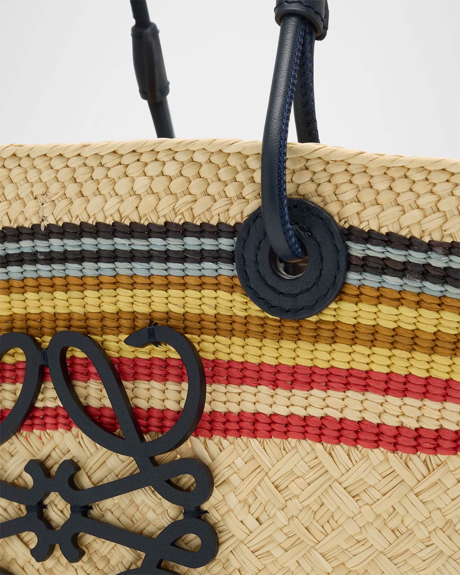 Loewe x Paula's Ibiza Small Anagram Striped Basket Tote Bag