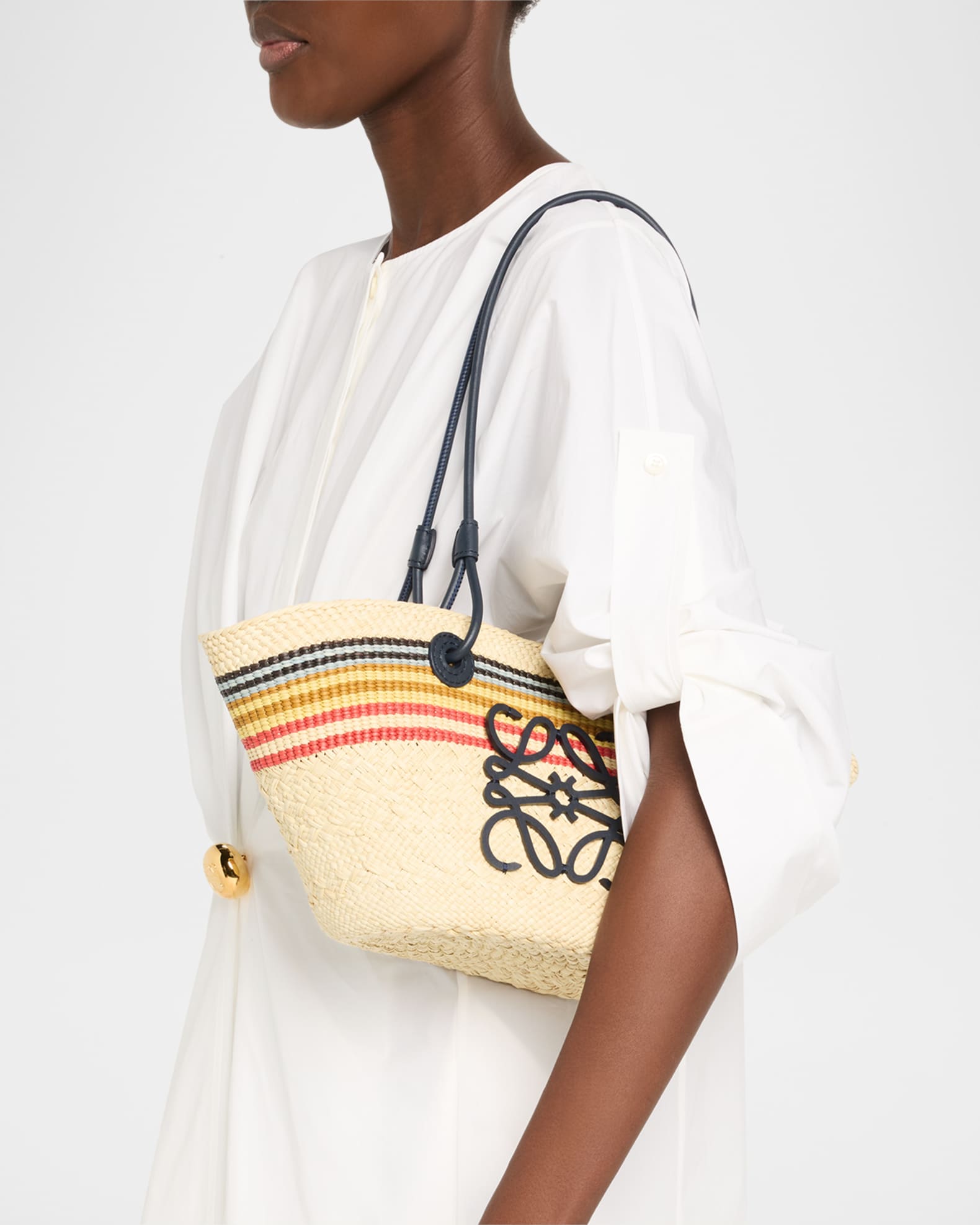 【Loewe】Paula's Ibiza Anagram basket bag LOEWE + Paula's Ibiza Anagram small leather-trimmed woven