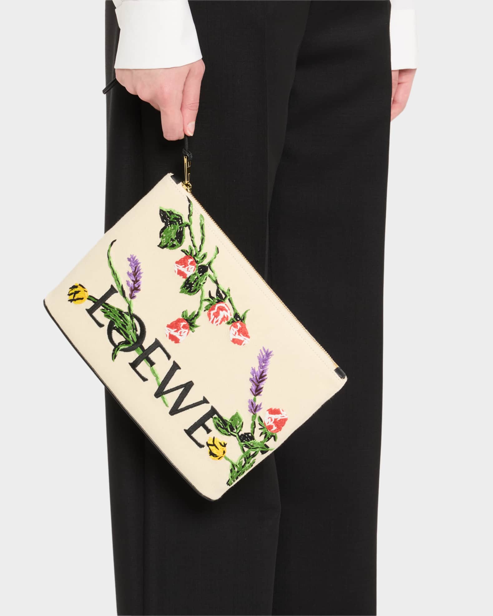 Loewe x Paula's Ibiza Oblong Pouch Bag in Canvas with