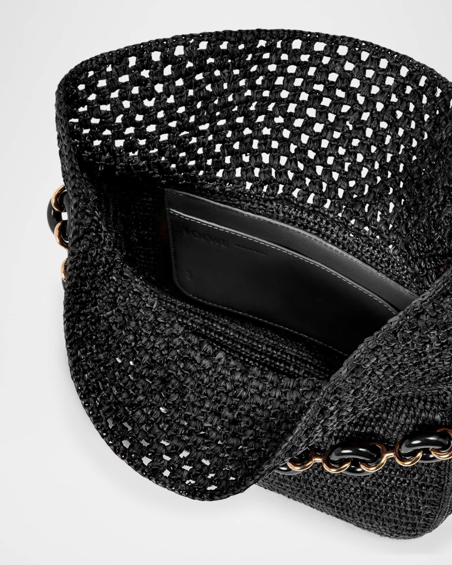 【LOEWE】Loewe black raffia crossbody【新古品・新品未使用】 Loewe - Black Raffia Drawstring Crossbody Bag | Mitchell Stores