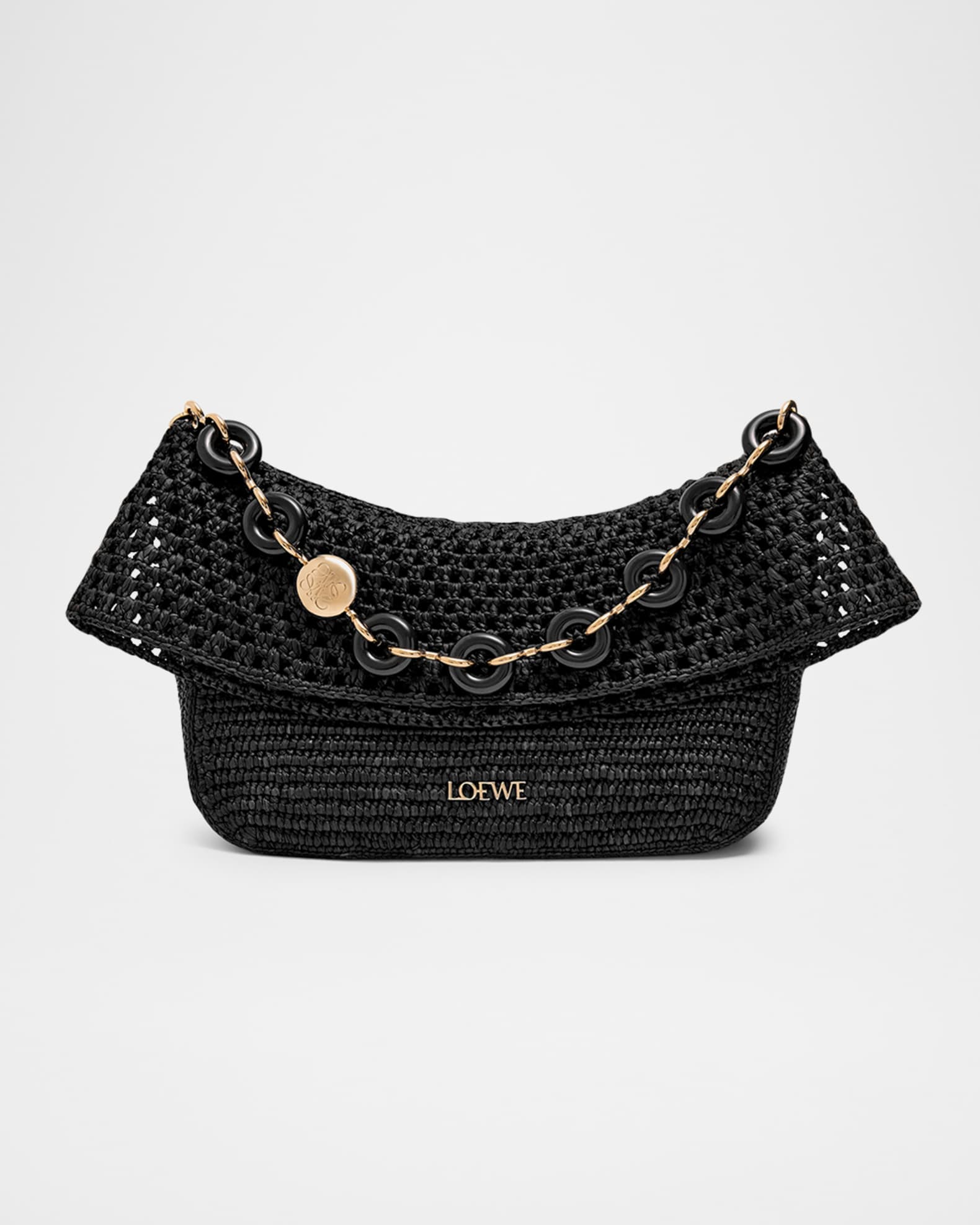 Loewe x Paula's Ibiza Ola Small Shoulder Bag in Raffia and