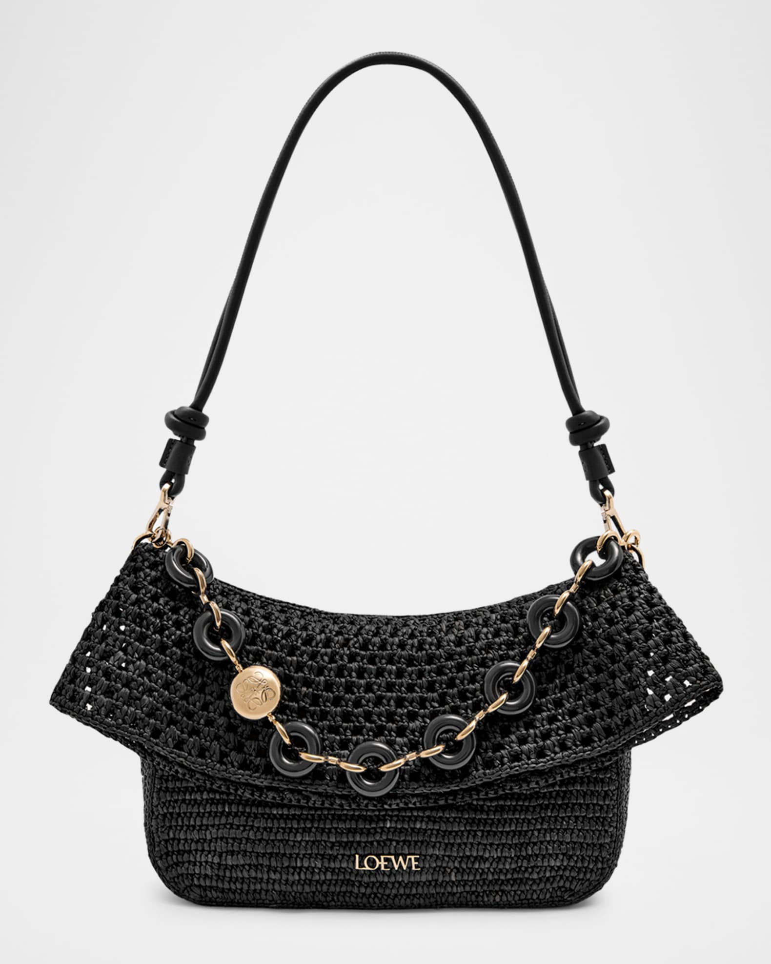 Loewe x Paula's Ibiza Ola Small Shoulder Bag in Raffia and