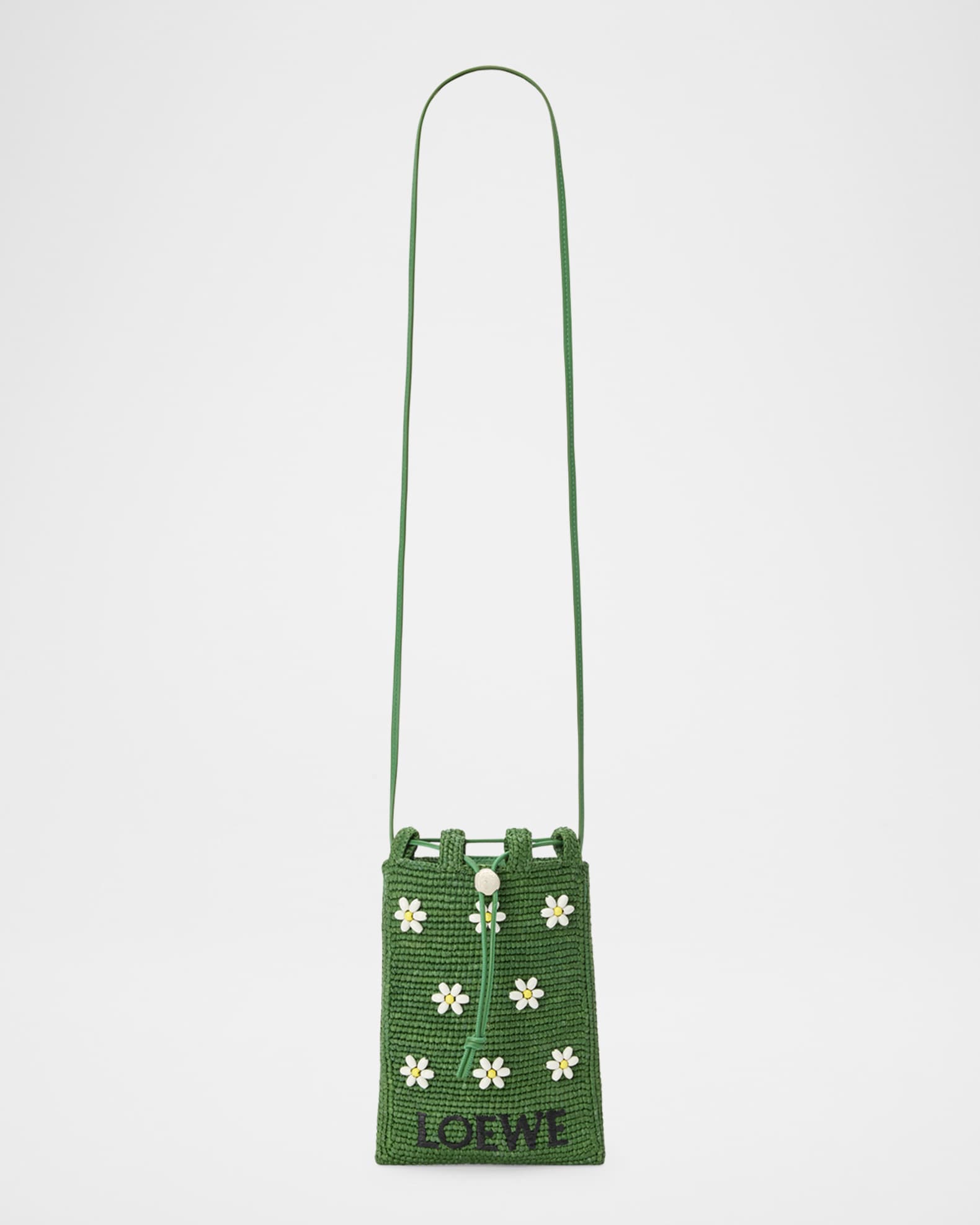 【LOEWE】Drawstring pocket ラフィア ショルダーポーチ Drawstring pocket in raffia Black - LOEWE
