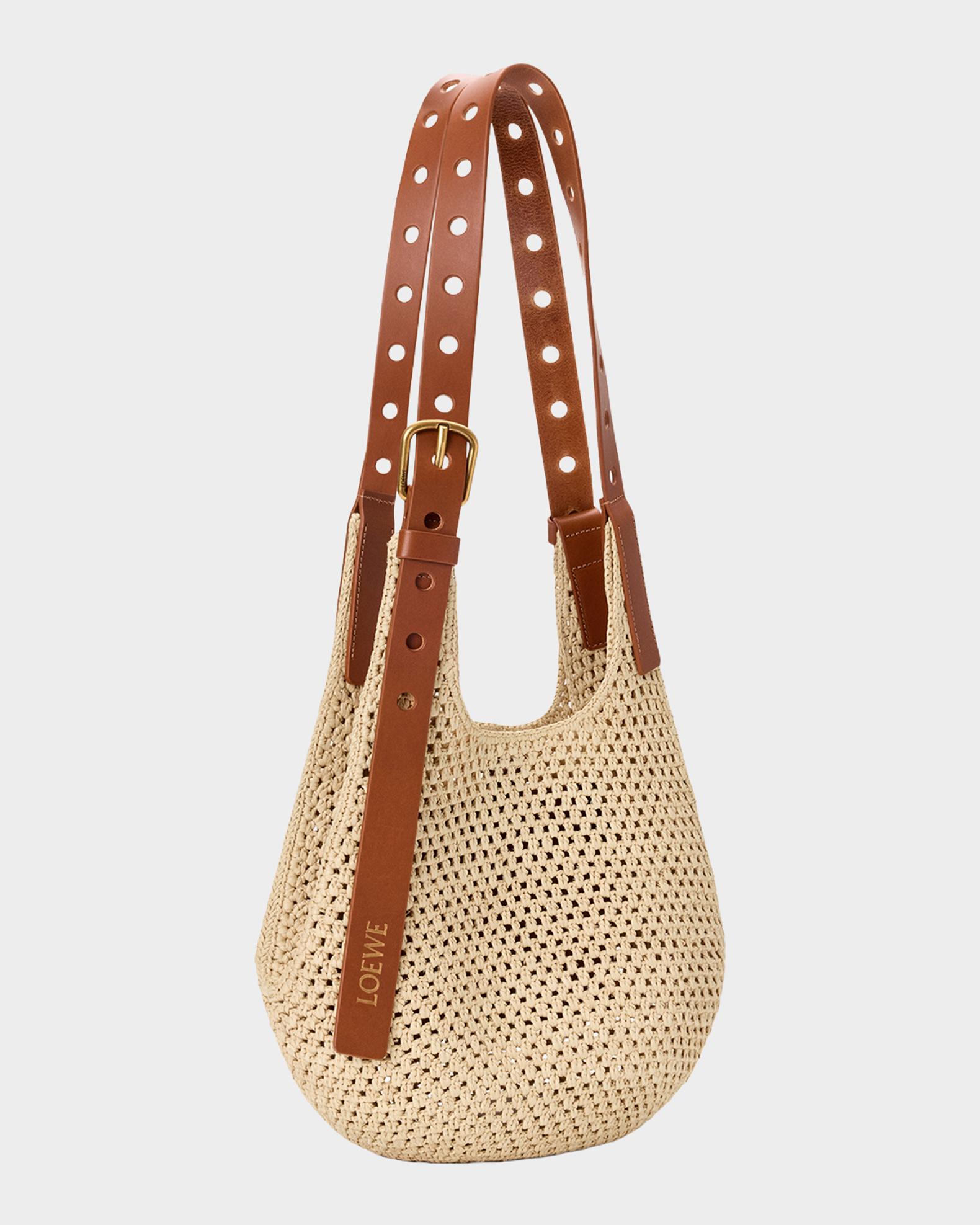 Loewe x Paula's Ibiza Small Punch Hole Hobo Bag in Raffia and